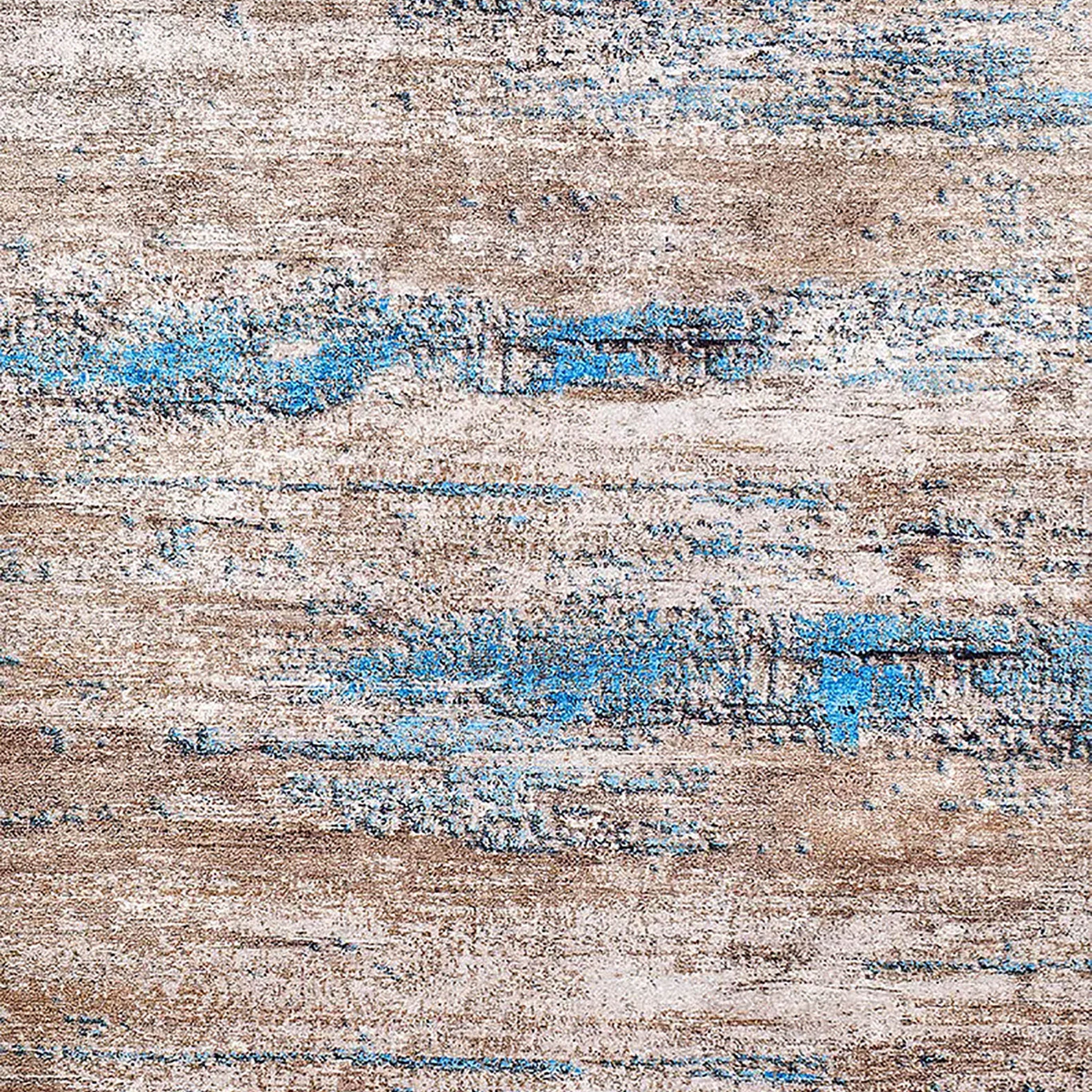 Fatine Abstract Blue Beige Modern Rug