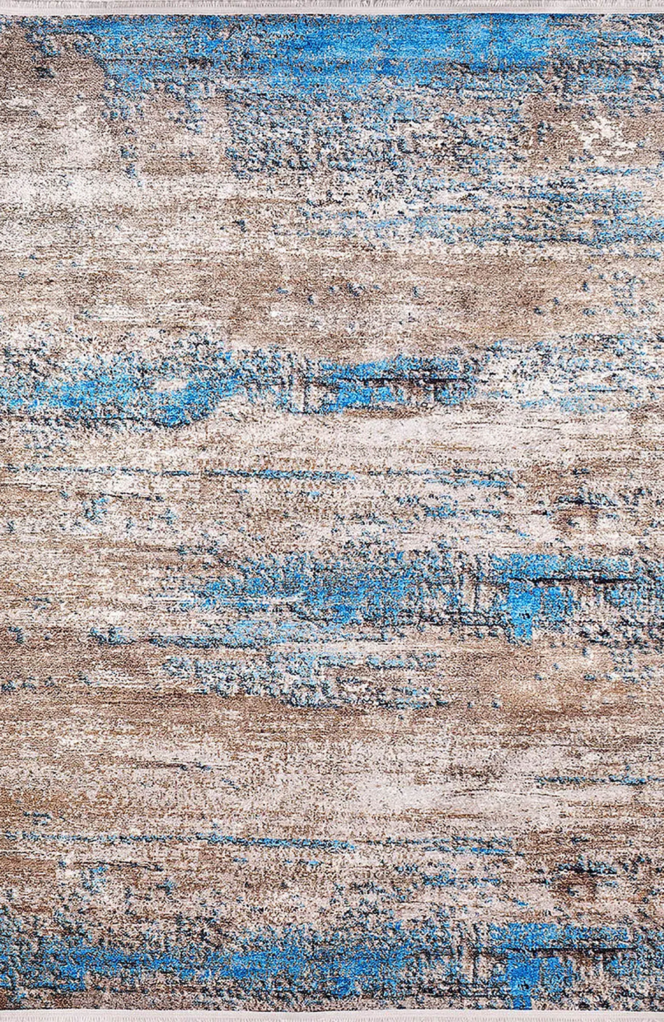 Fatine Abstract Blue Beige Modern Rug