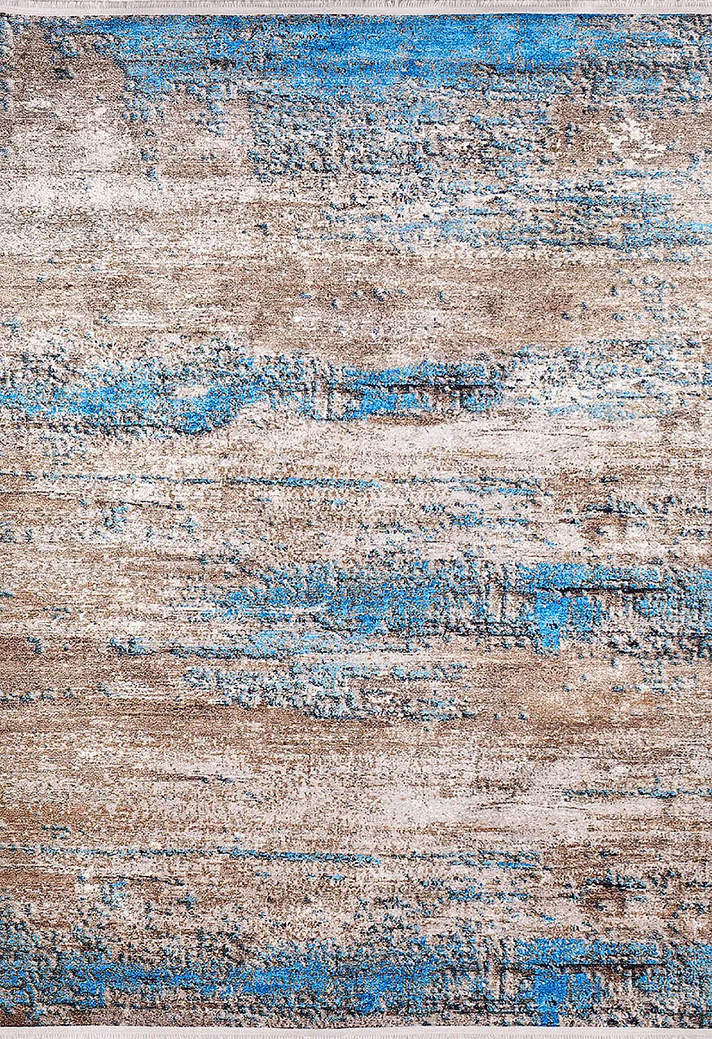 Fatine Abstract Blue Beige Modern Rug