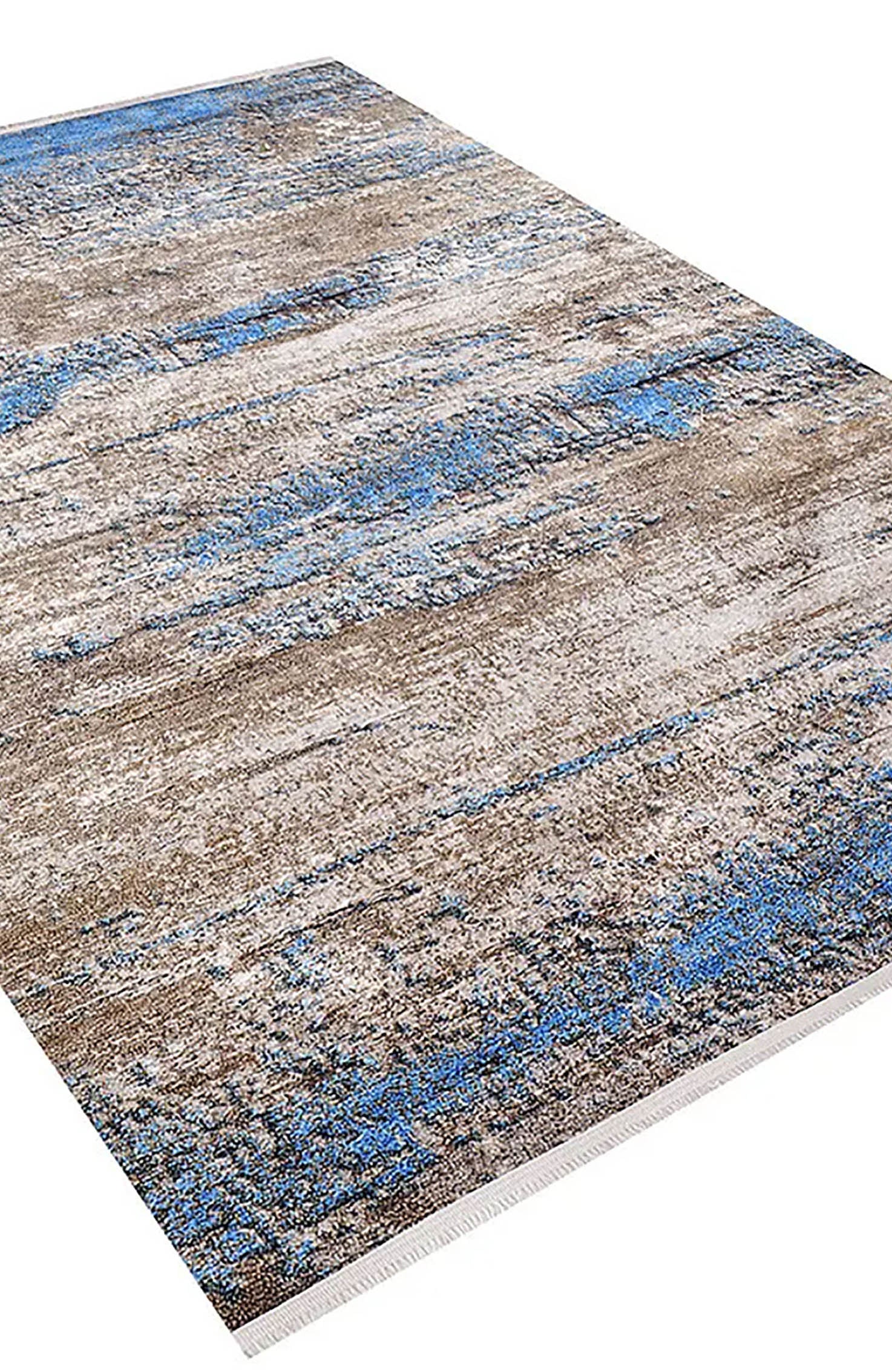 Fatine Abstract Blue Beige Modern Rug