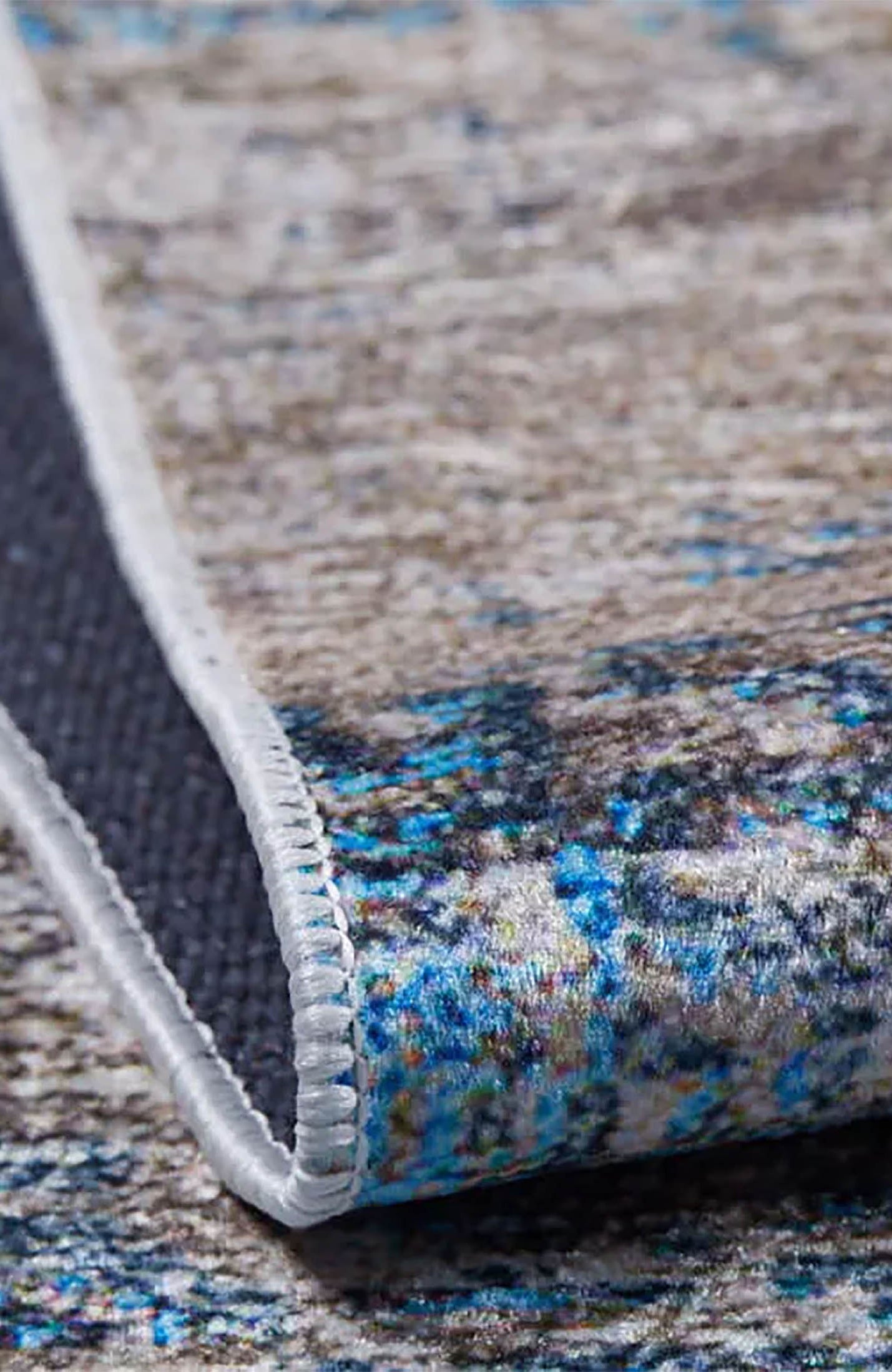 Fatine Abstract Blue Beige Modern Rug