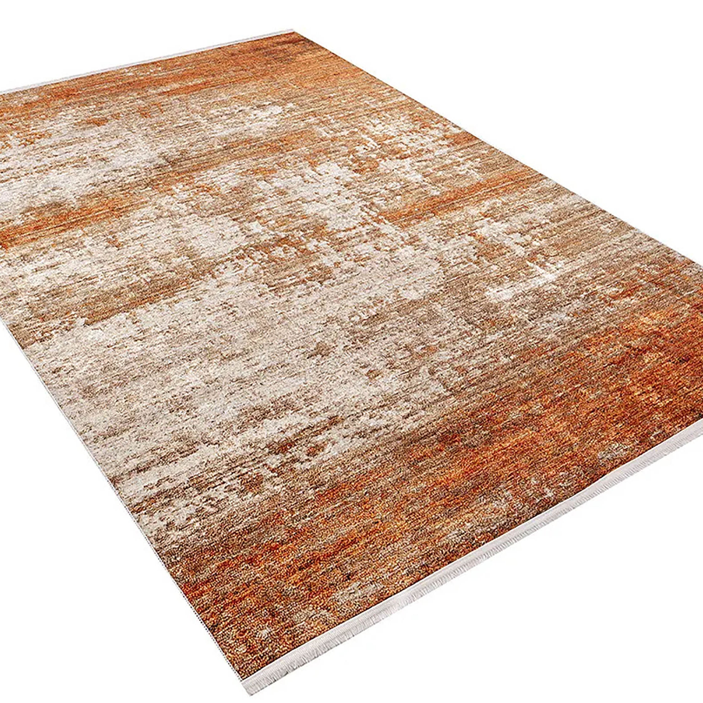 Fulya Abstract Orange Beige Modern Rug