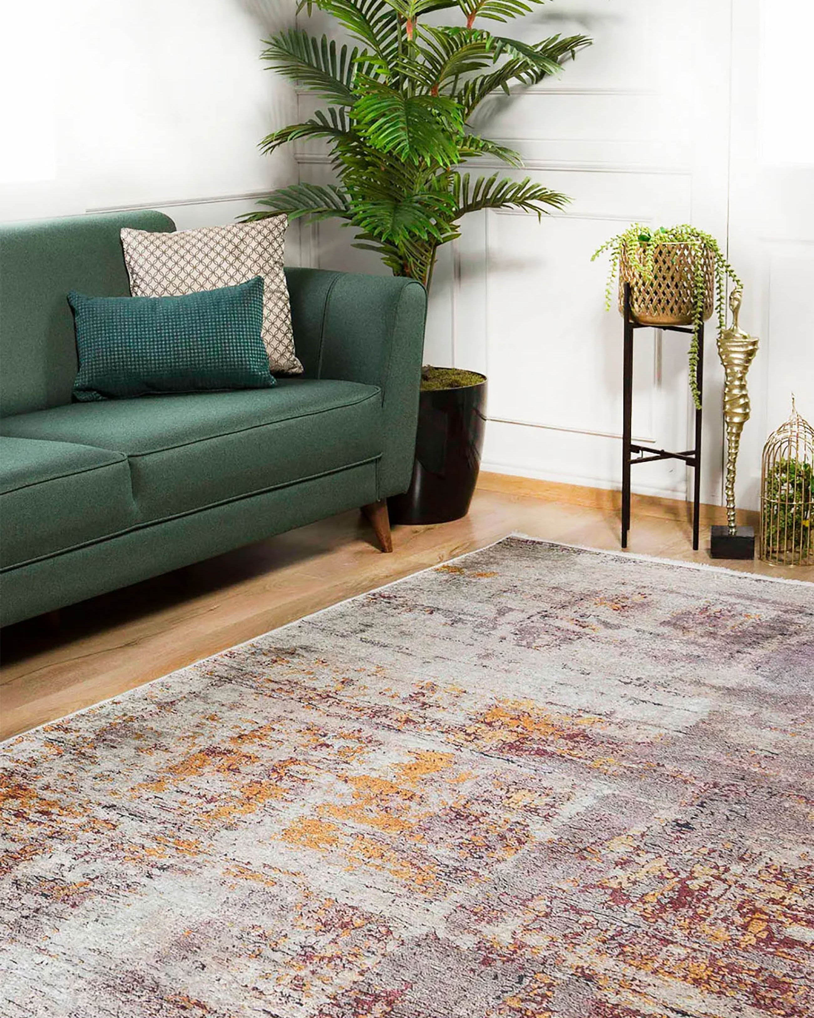 Angelica Abstract Brown Orange Modern Rug