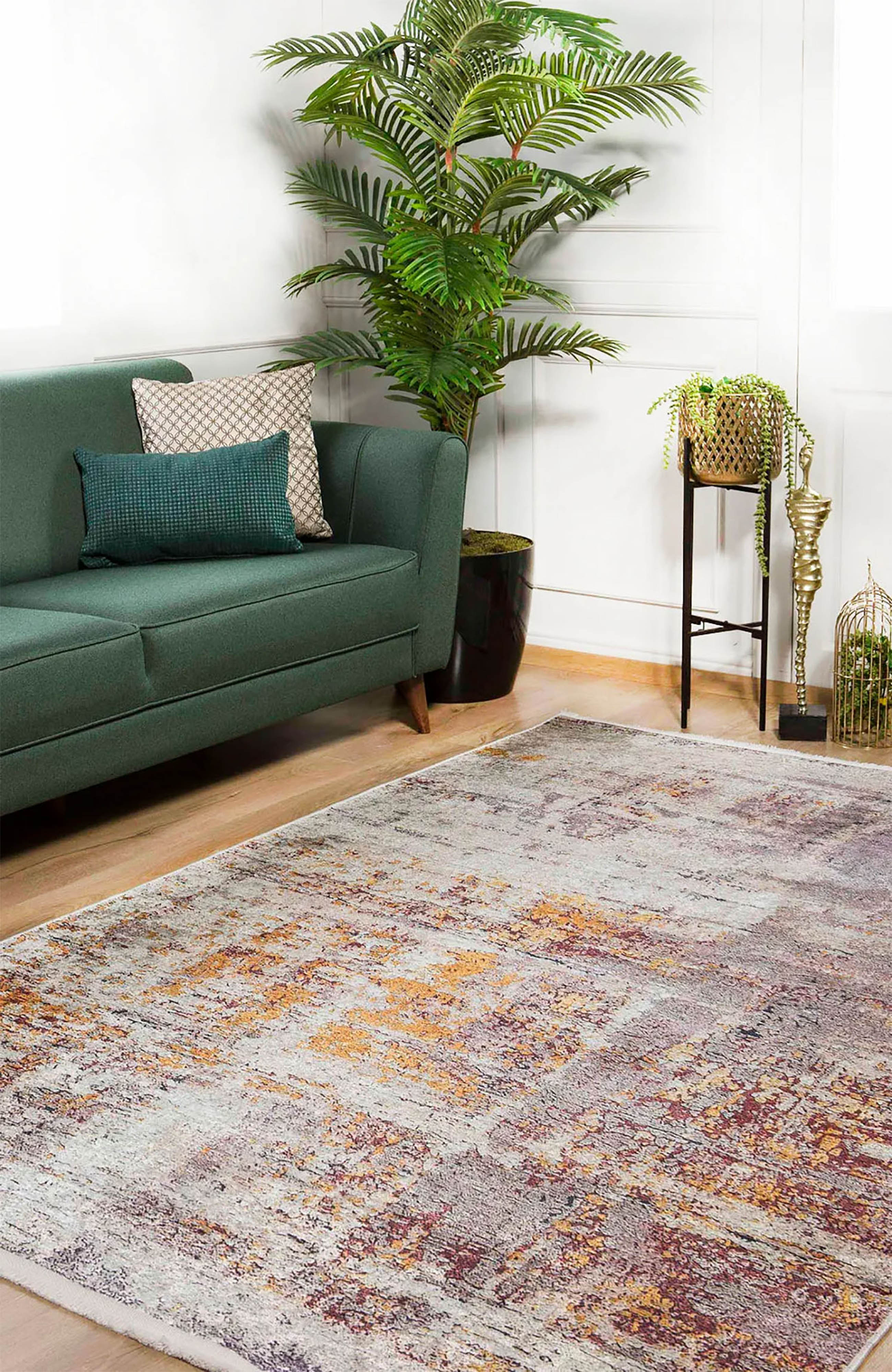 Angelica Abstract Brown Orange Modern Rug