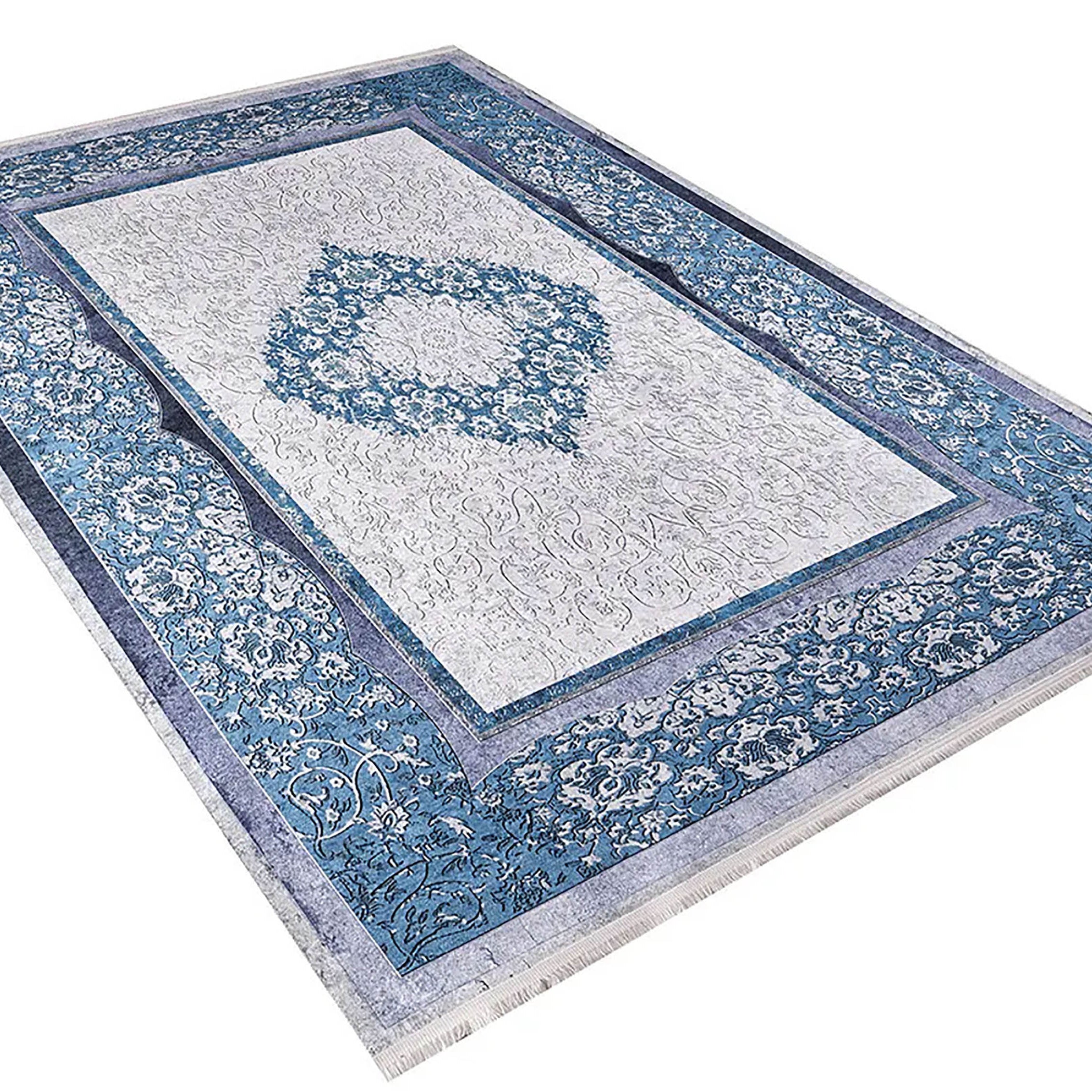 Natalie Medallion Turkish Blue Cream Rug