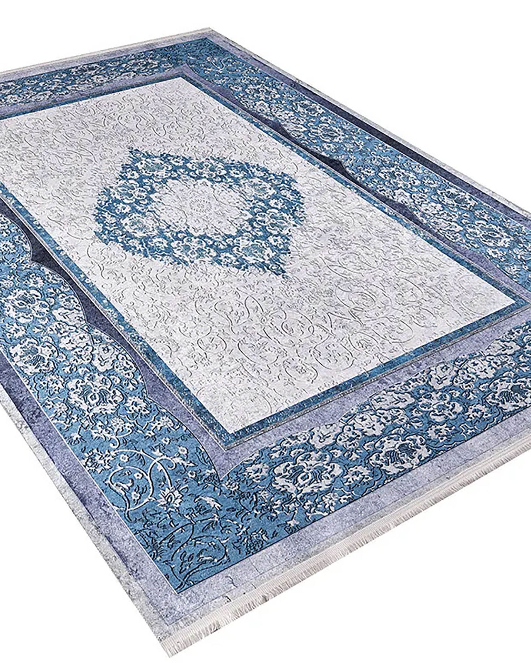 Natalie Medallion Turkish Blue Cream Rug