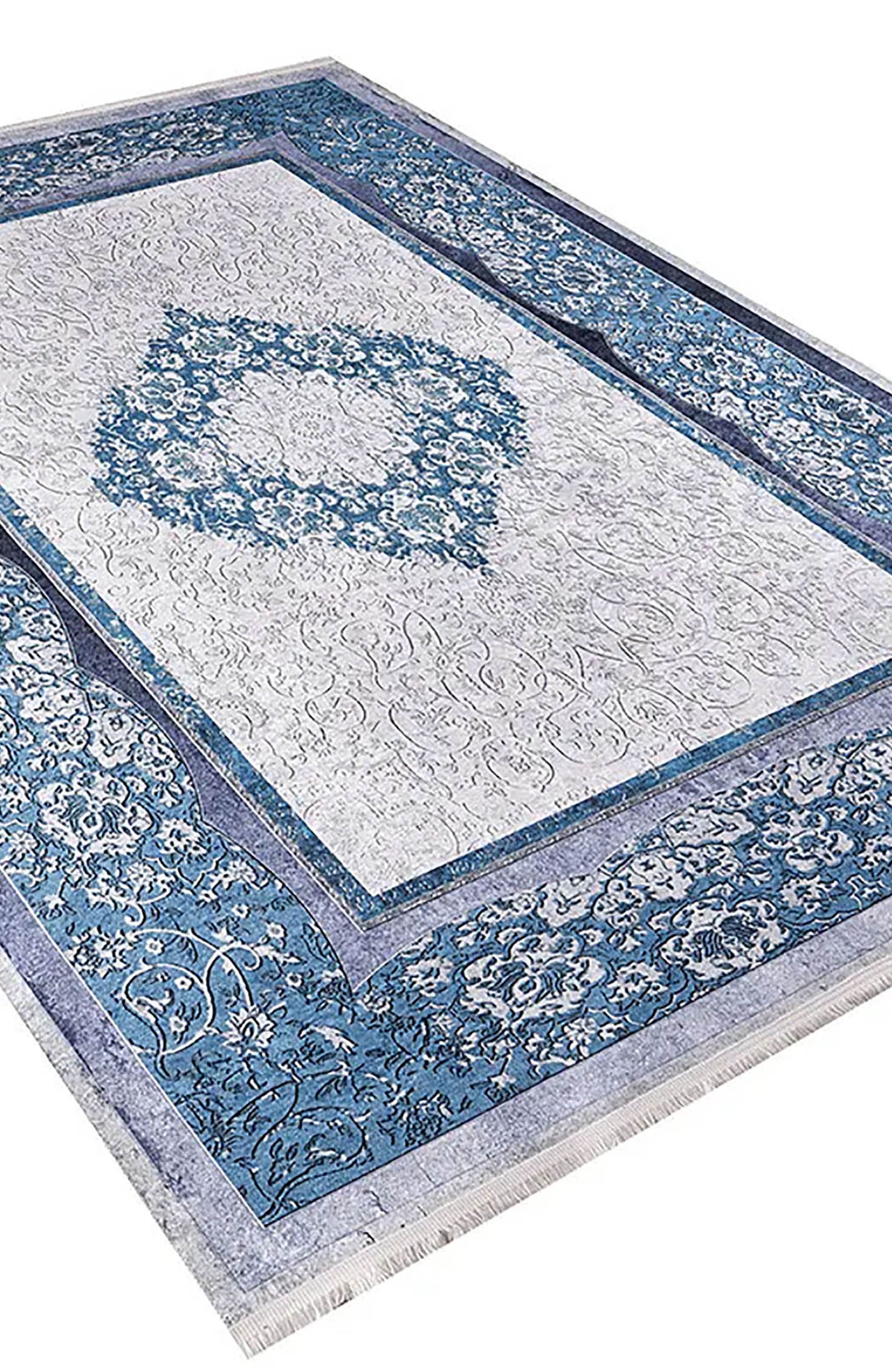 Natalie Medallion Turkish Blue Cream Rug
