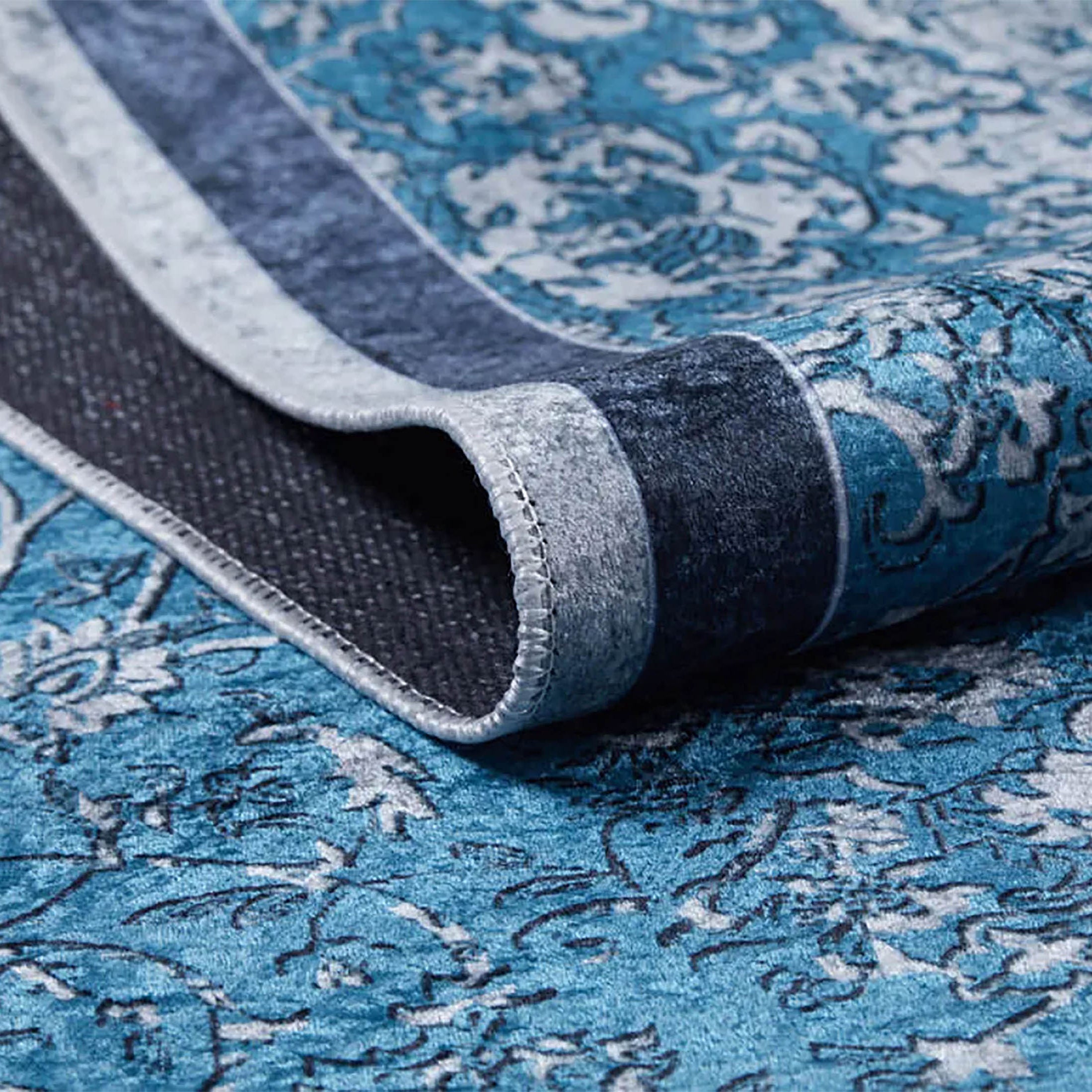 Natalie Medallion Turkish Blue Cream Rug