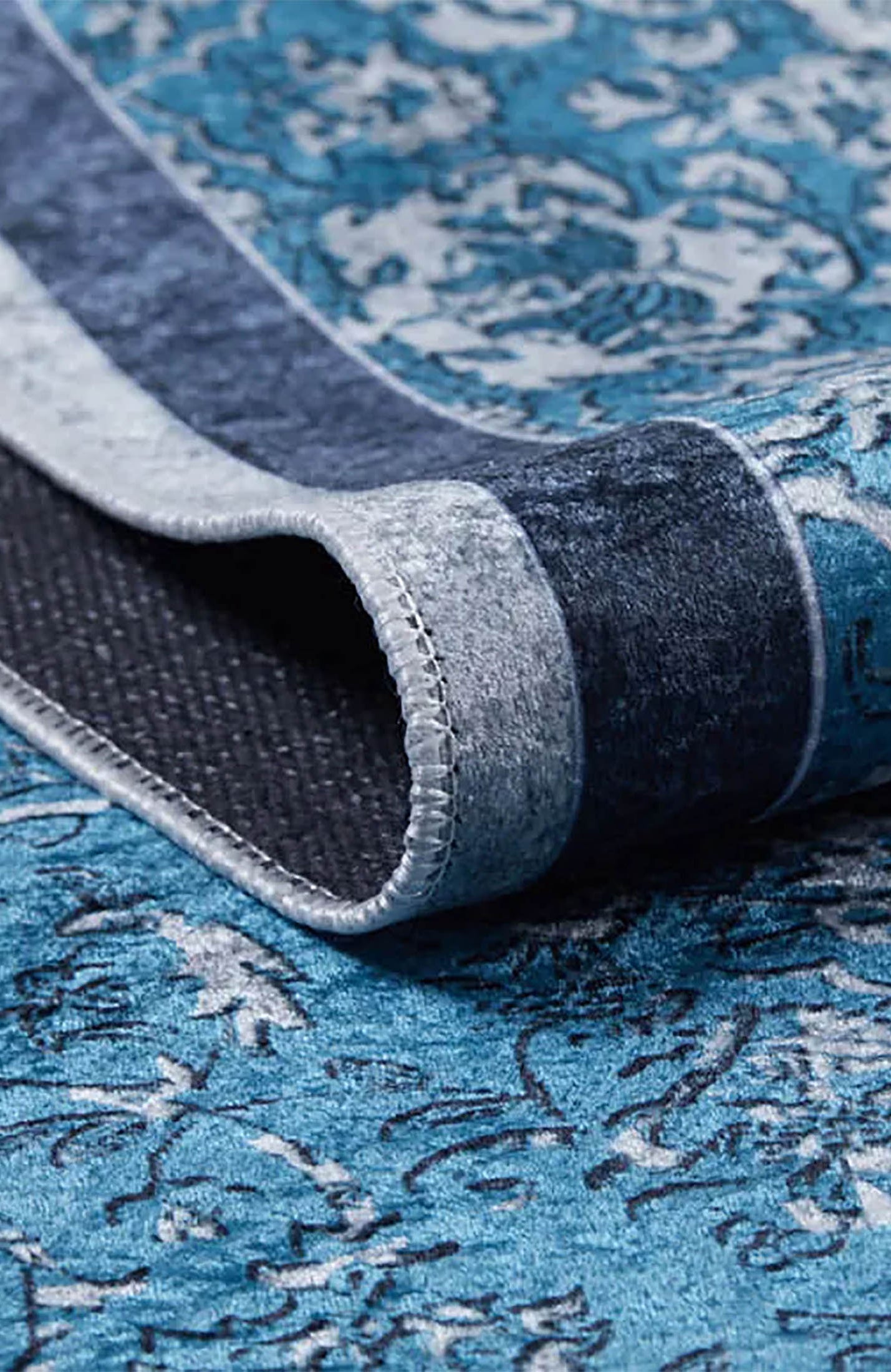 Natalie Medallion Turkish Blue Cream Rug