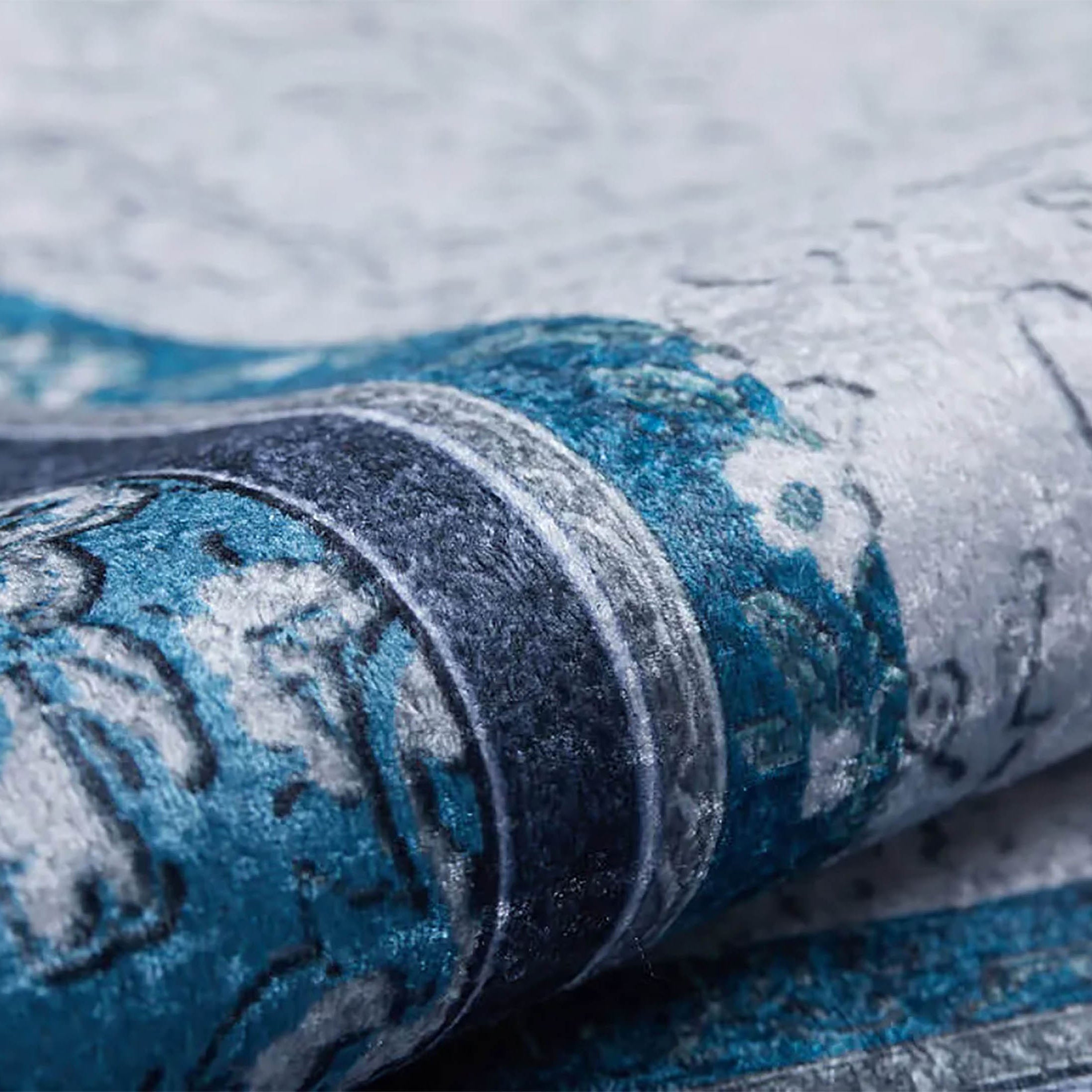 Natalie Medallion Turkish Blue Cream Rug