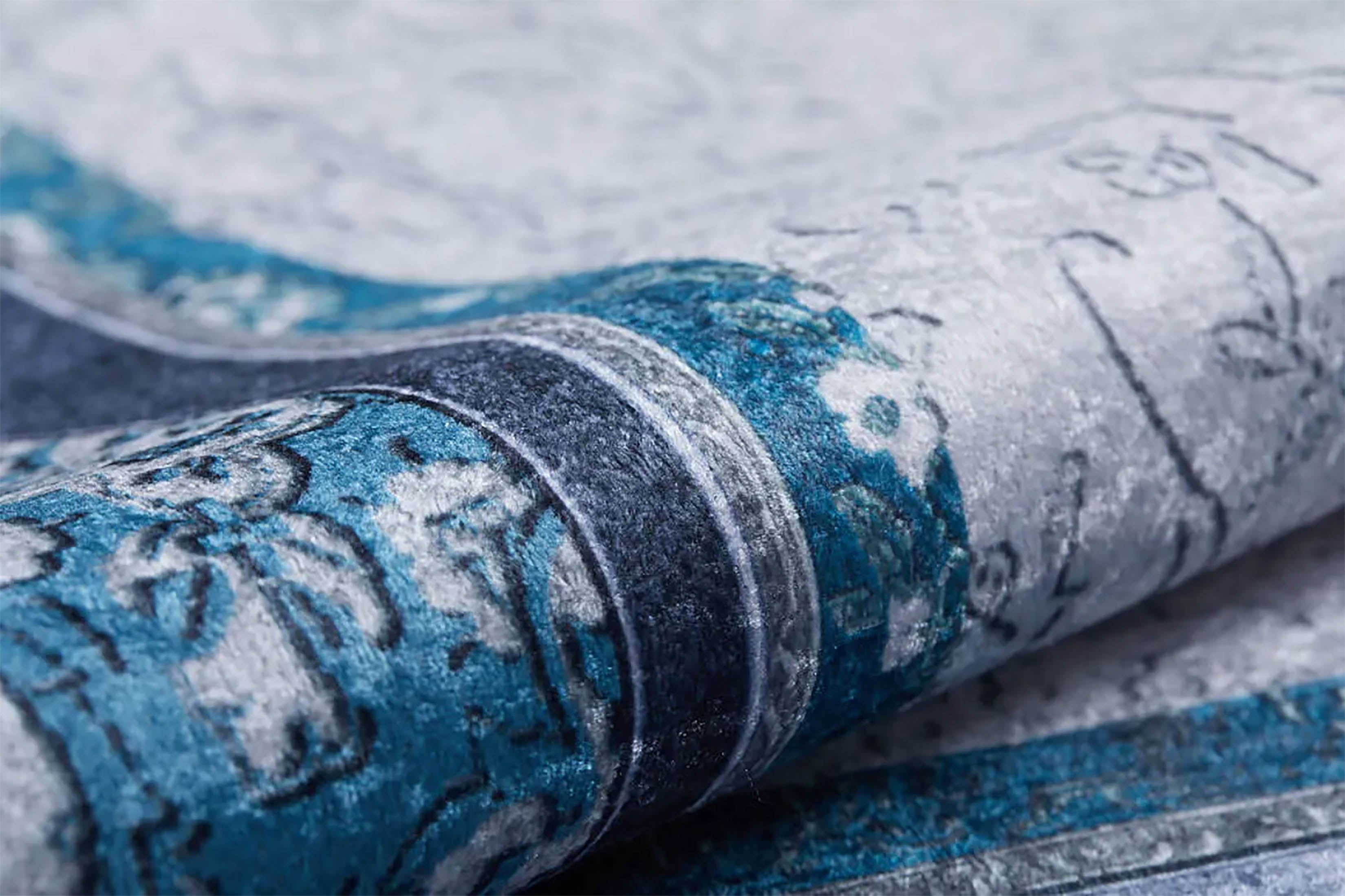 Natalie Medallion Turkish Blue Cream Rug