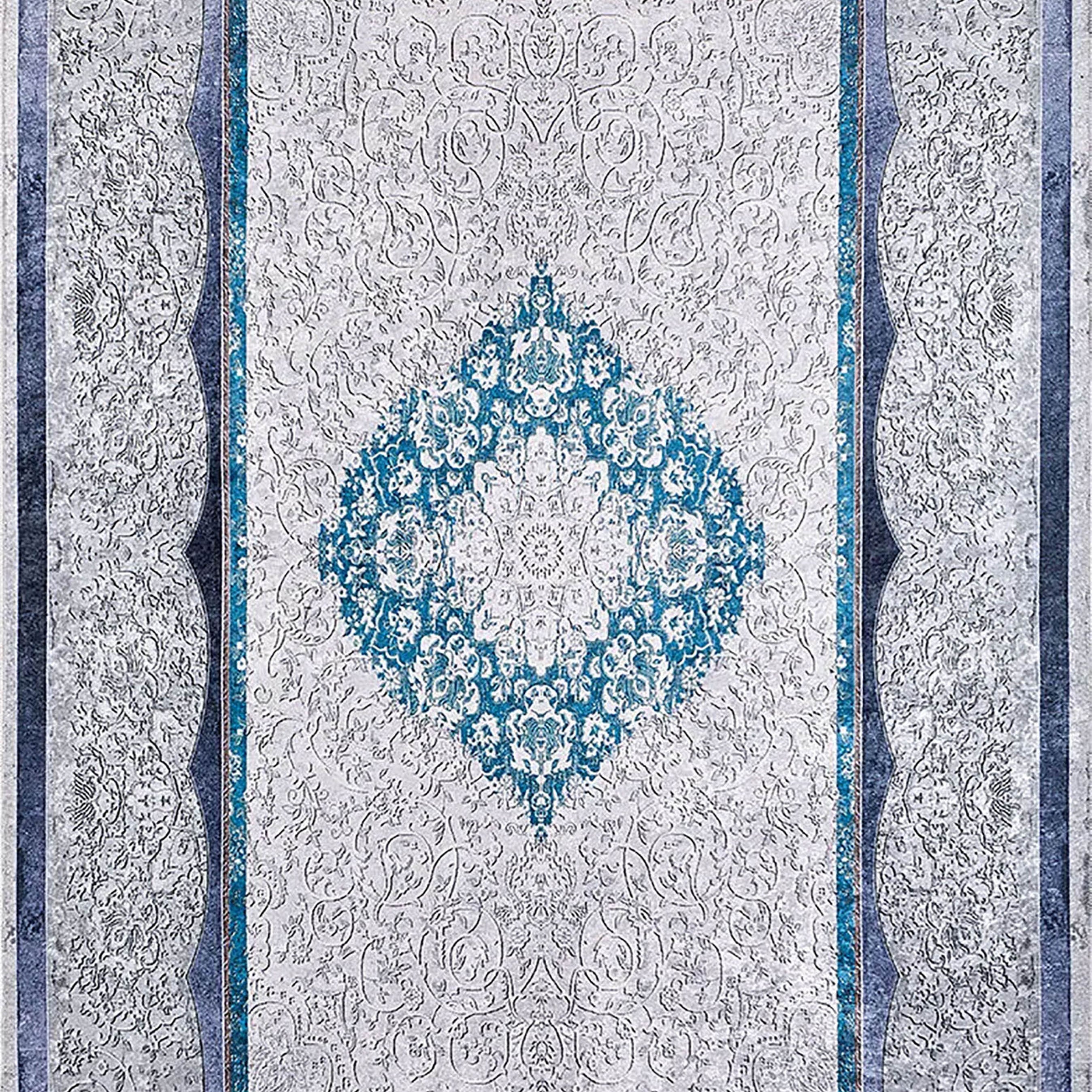 Jade Medallion Turkish Gray Blue Rug