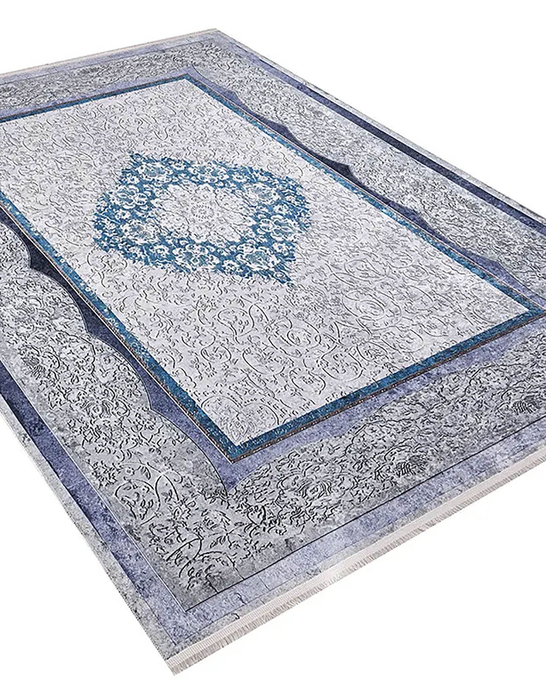 Jade Medallion Turkish Gray Blue Rug