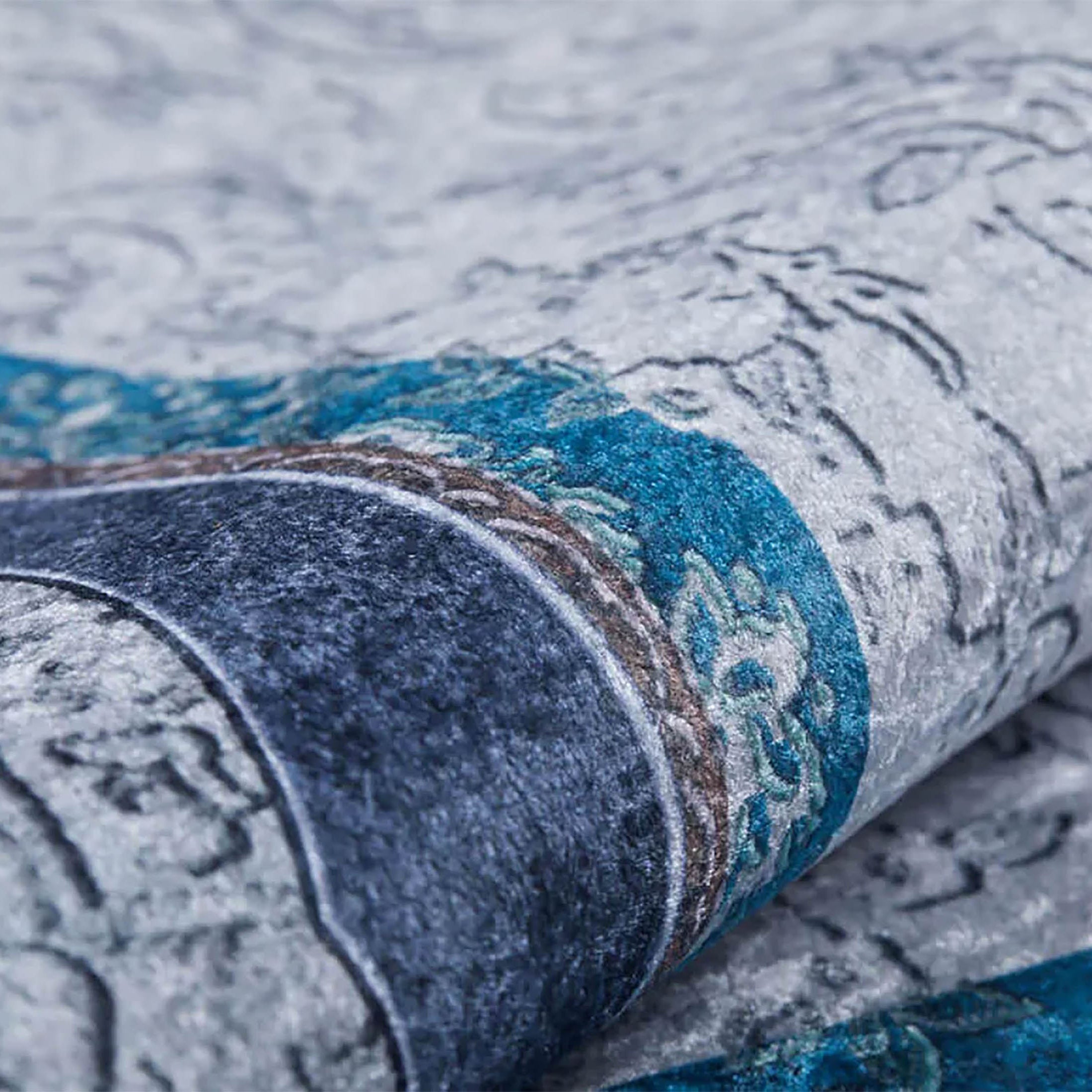 Jade Medallion Turkish Gray Blue Rug