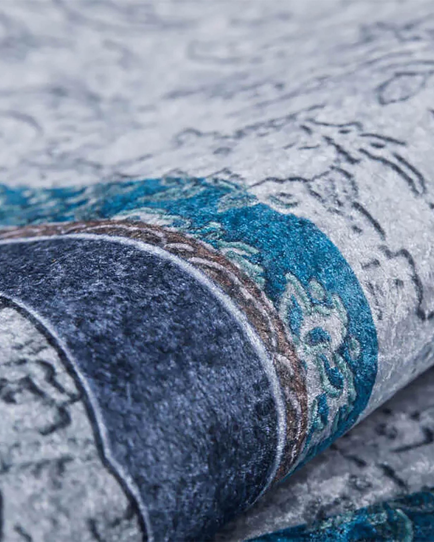 Jade Medallion Turkish Gray Blue Rug