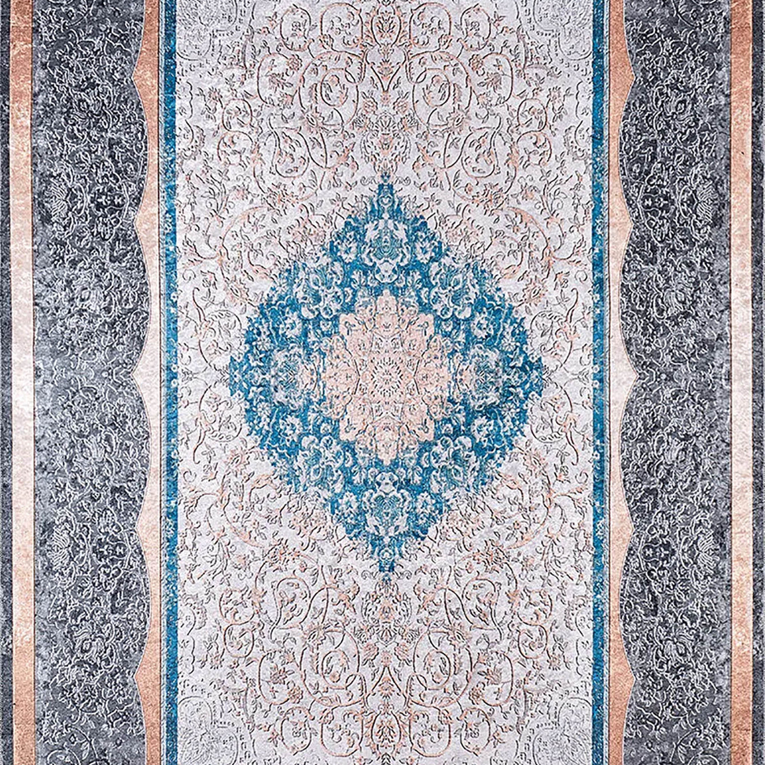 Juniper Medallion Turkish Gray Blue Beige Rug