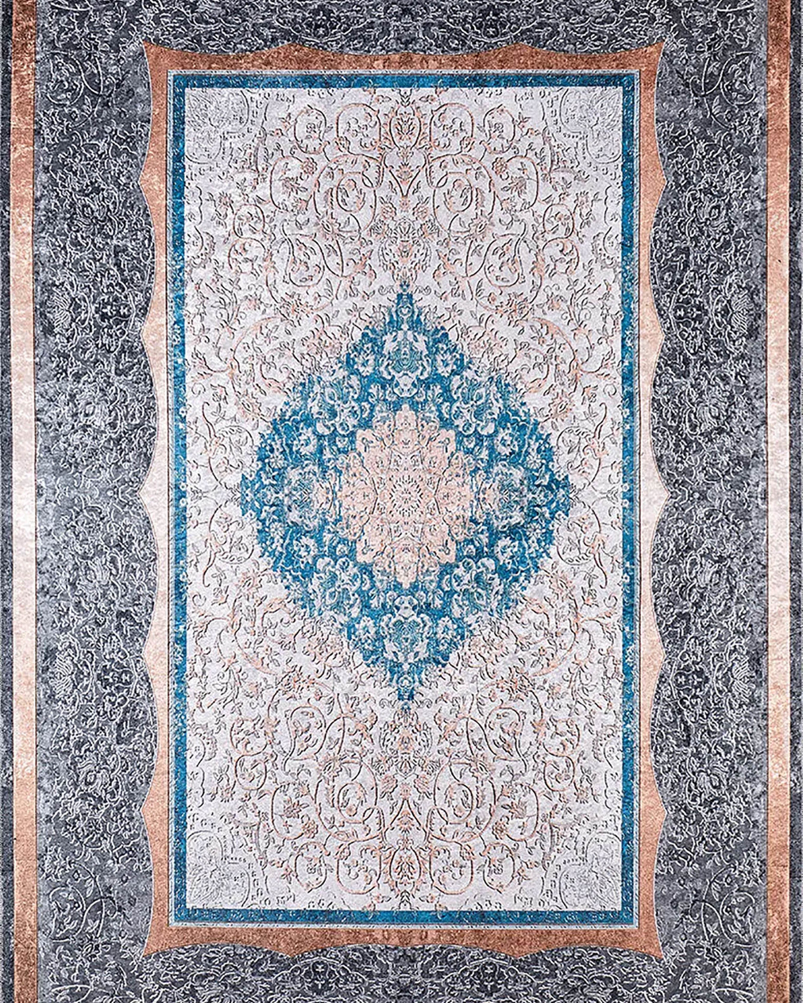 Juniper Medallion Turkish Gray Blue Beige Rug