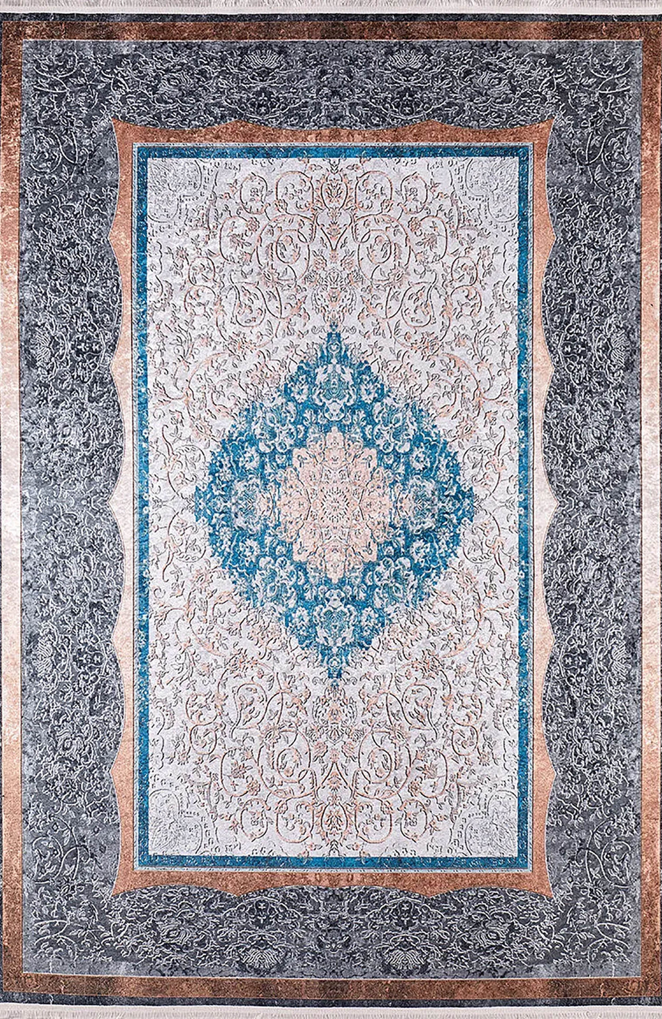 Juniper Medallion Turkish Gray Blue Beige Rug