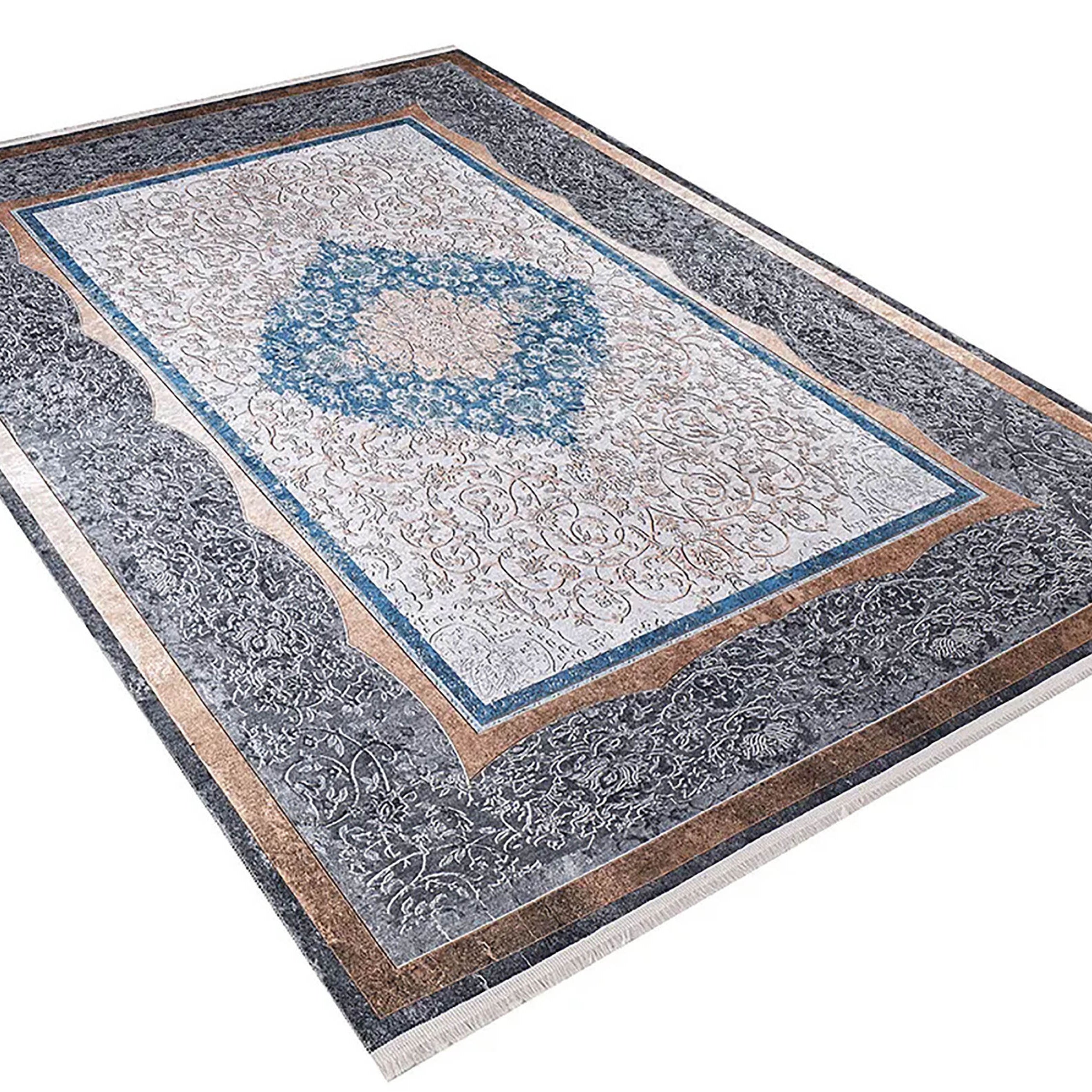 Juniper Medallion Turkish Gray Blue Beige Rug
