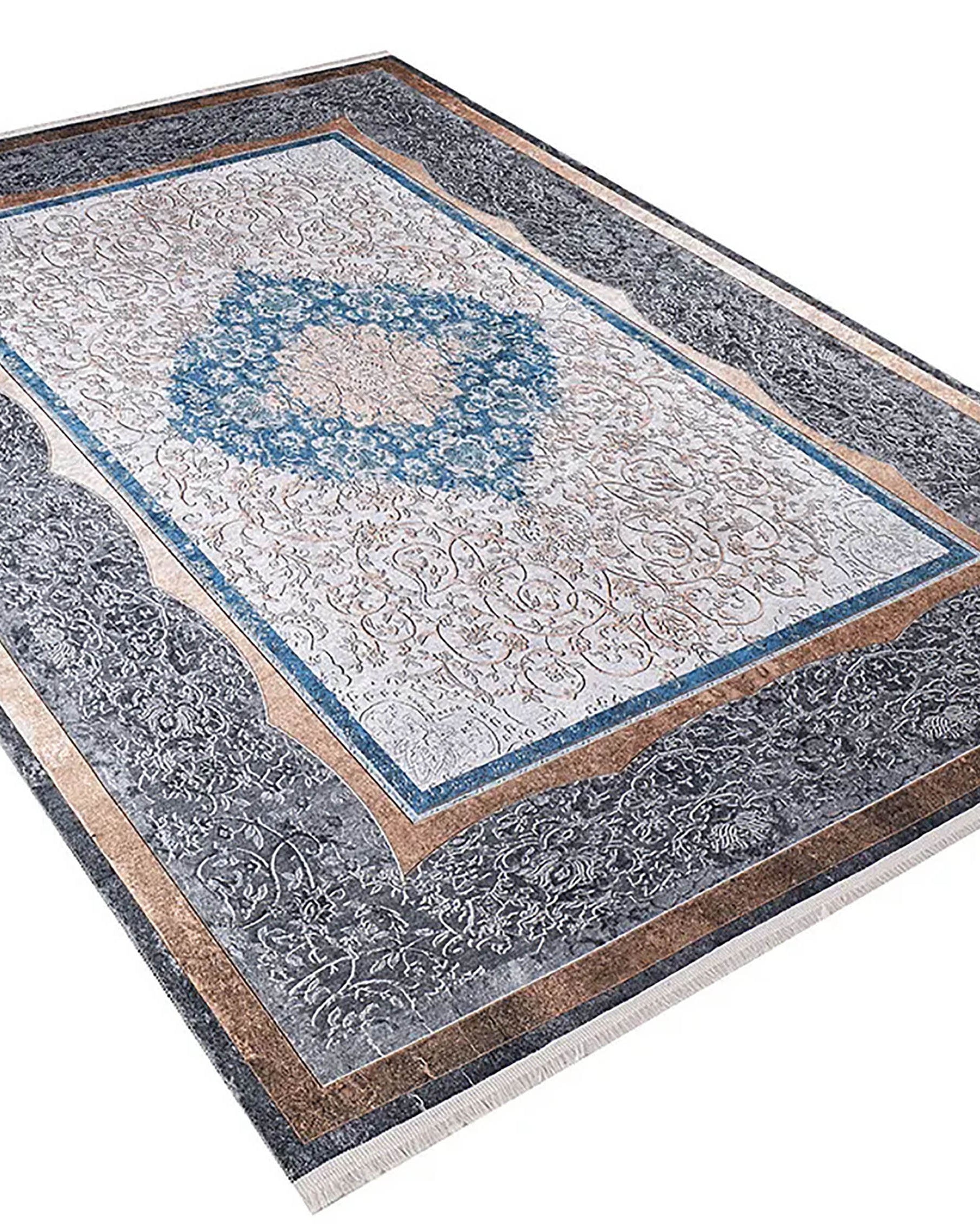 Juniper Medallion Turkish Gray Blue Beige Rug