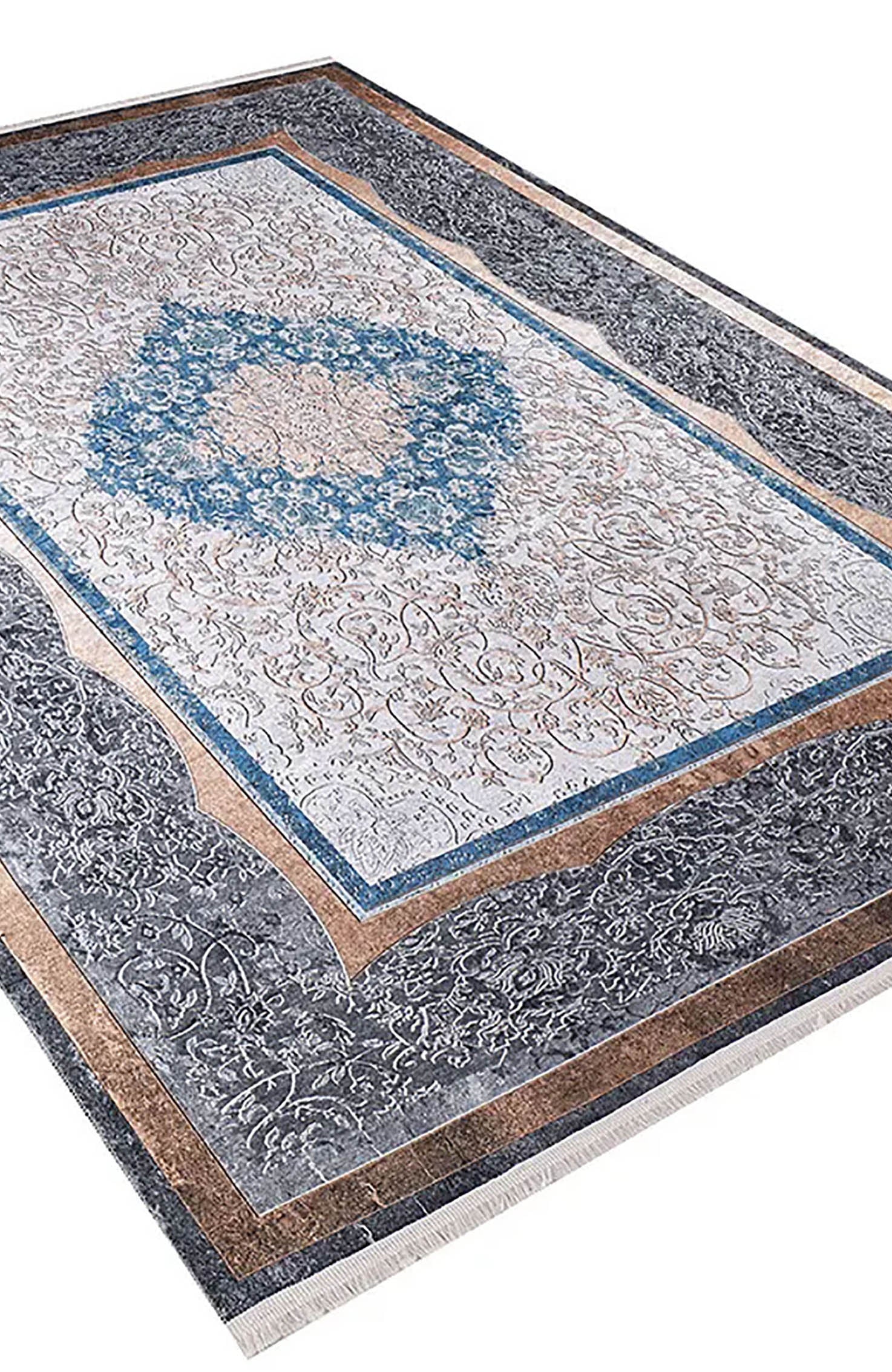 Juniper Medallion Turkish Gray Blue Beige Rug