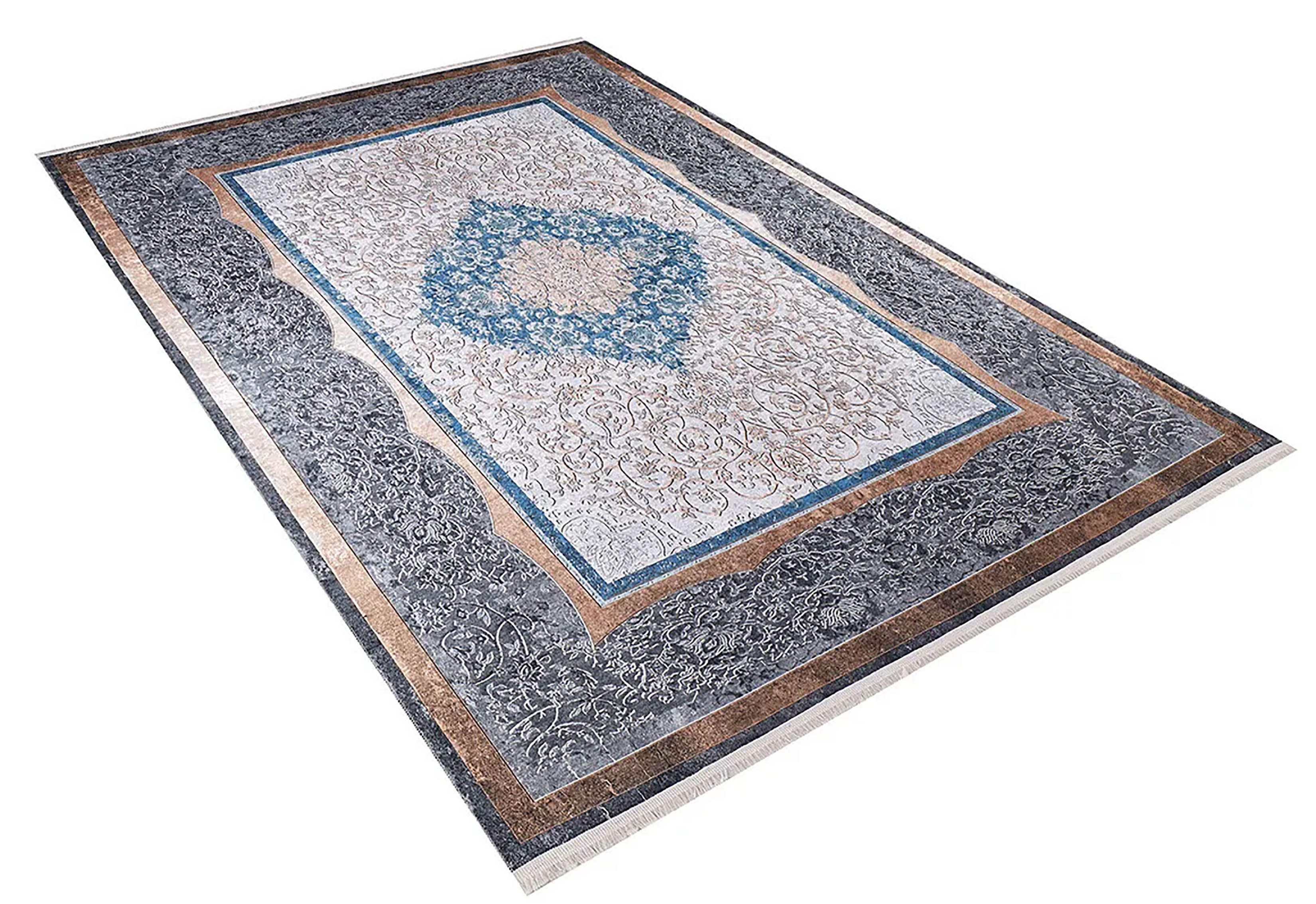 Juniper Medallion Turkish Gray Blue Beige Rug