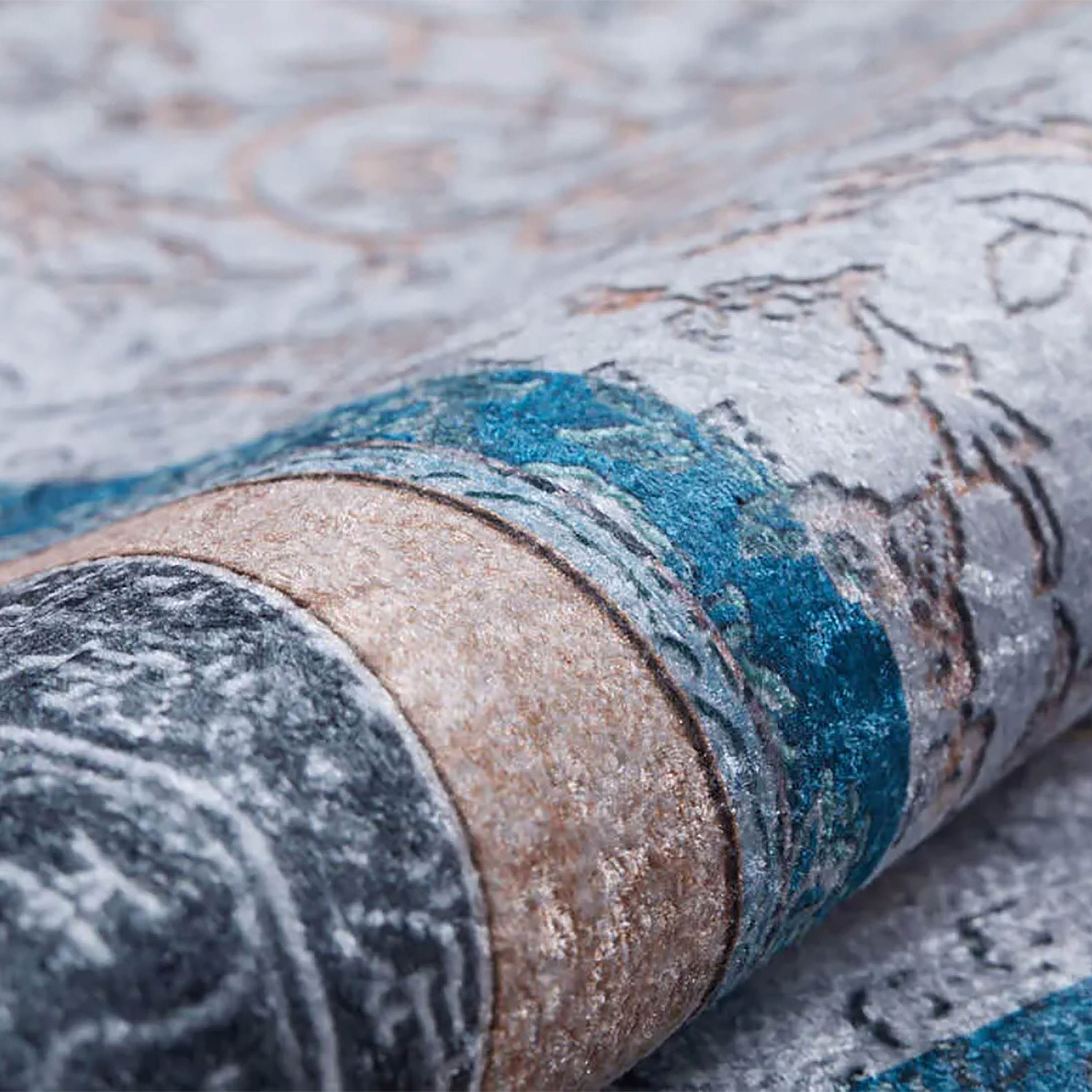 Juniper Medallion Turkish Gray Blue Beige Rug