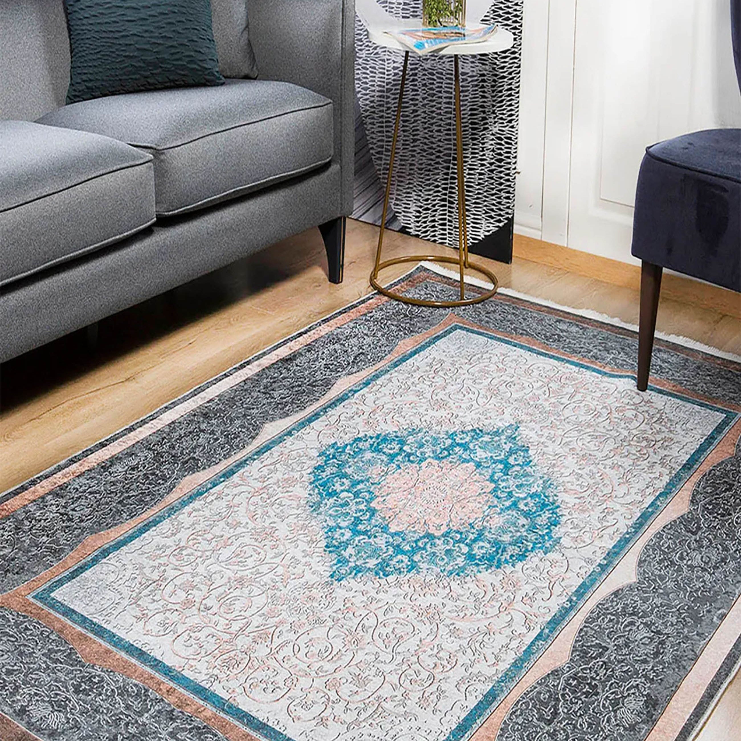 Juniper Medallion Turkish Gray Blue Beige Rug