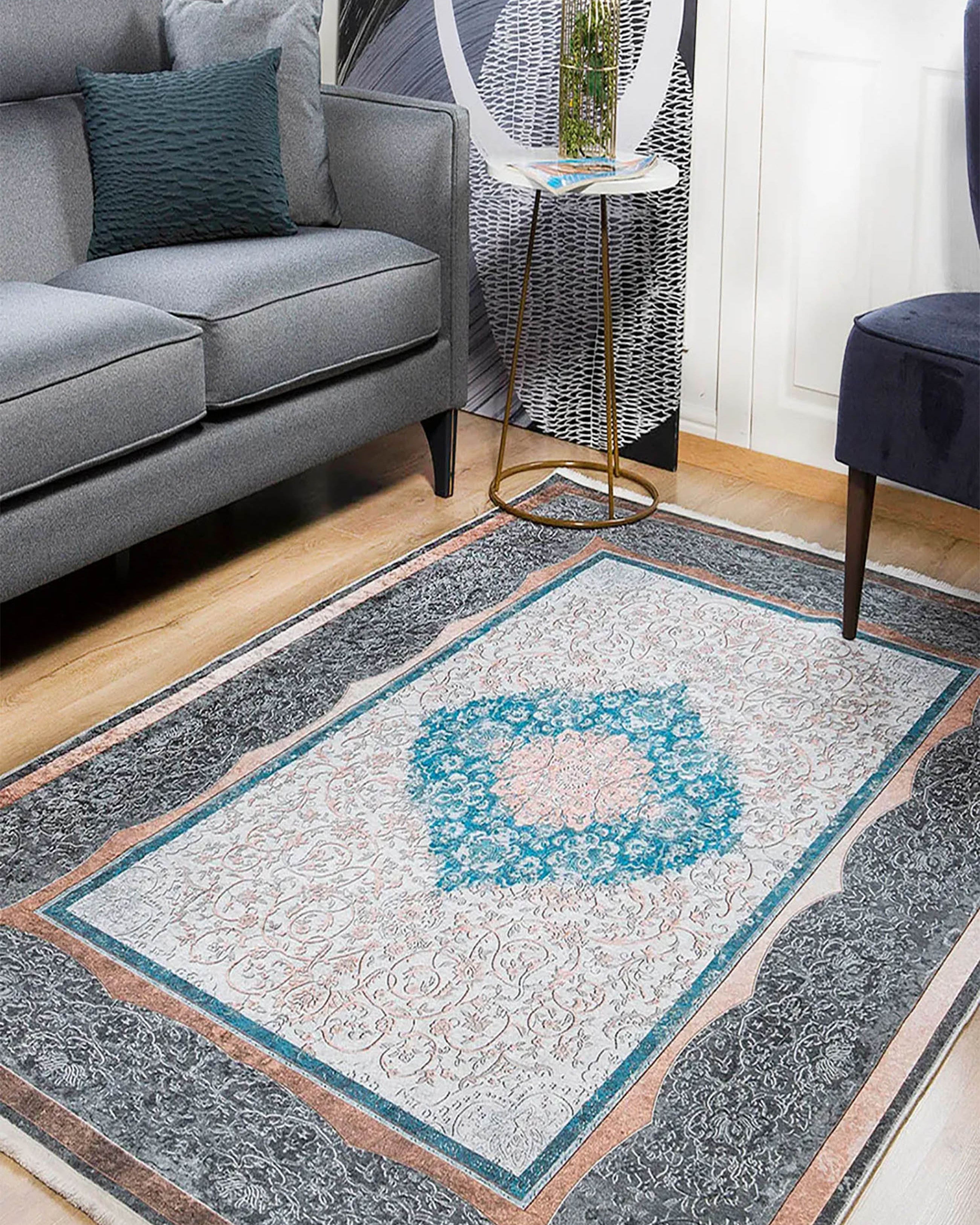 Juniper Medallion Turkish Gray Blue Beige Rug