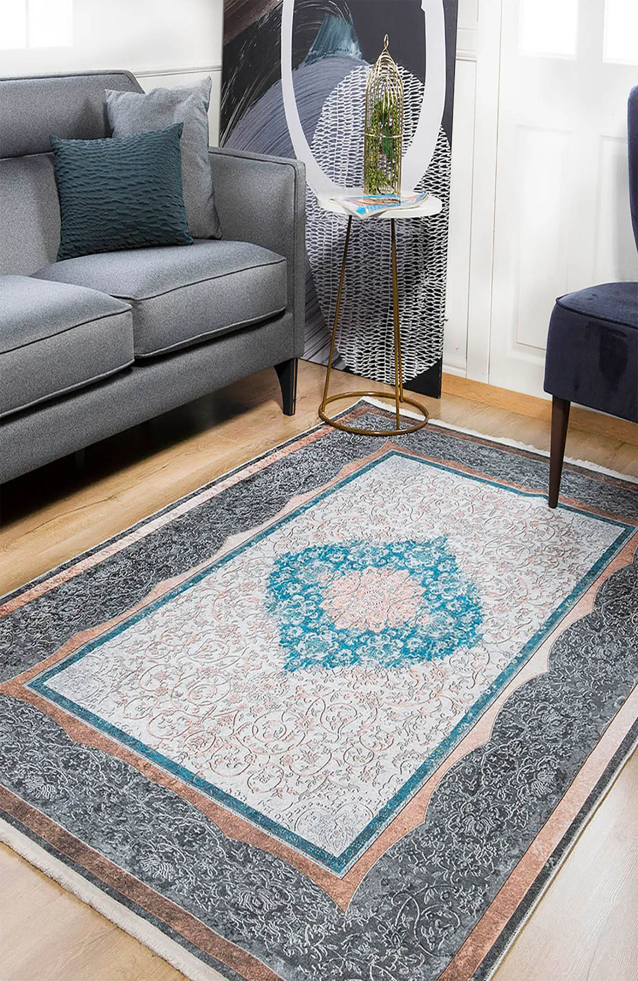 Juniper Medallion Turkish Gray Blue Beige Rug