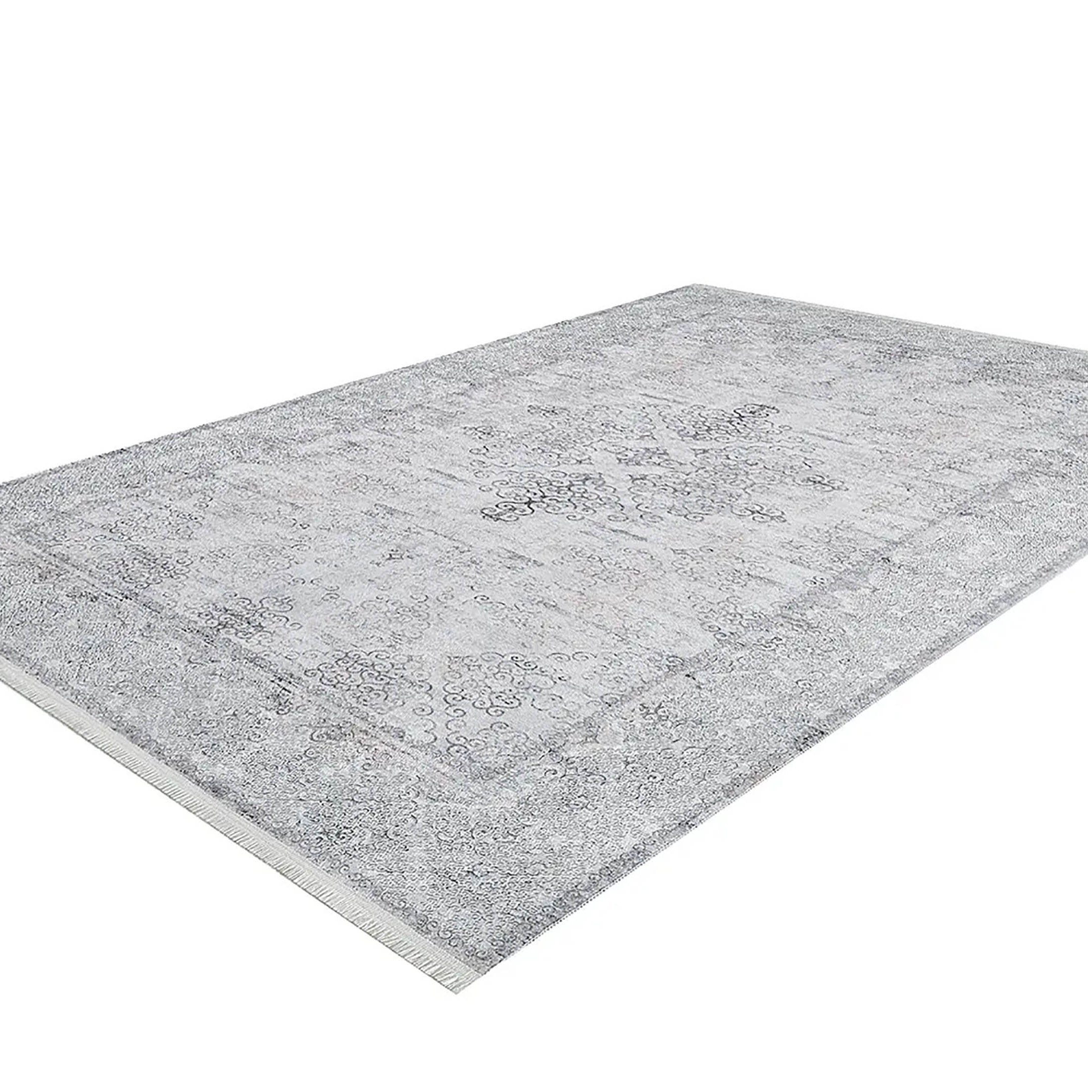 Riley Turkish Floral Vintage Medallion Geometric Gray Rug