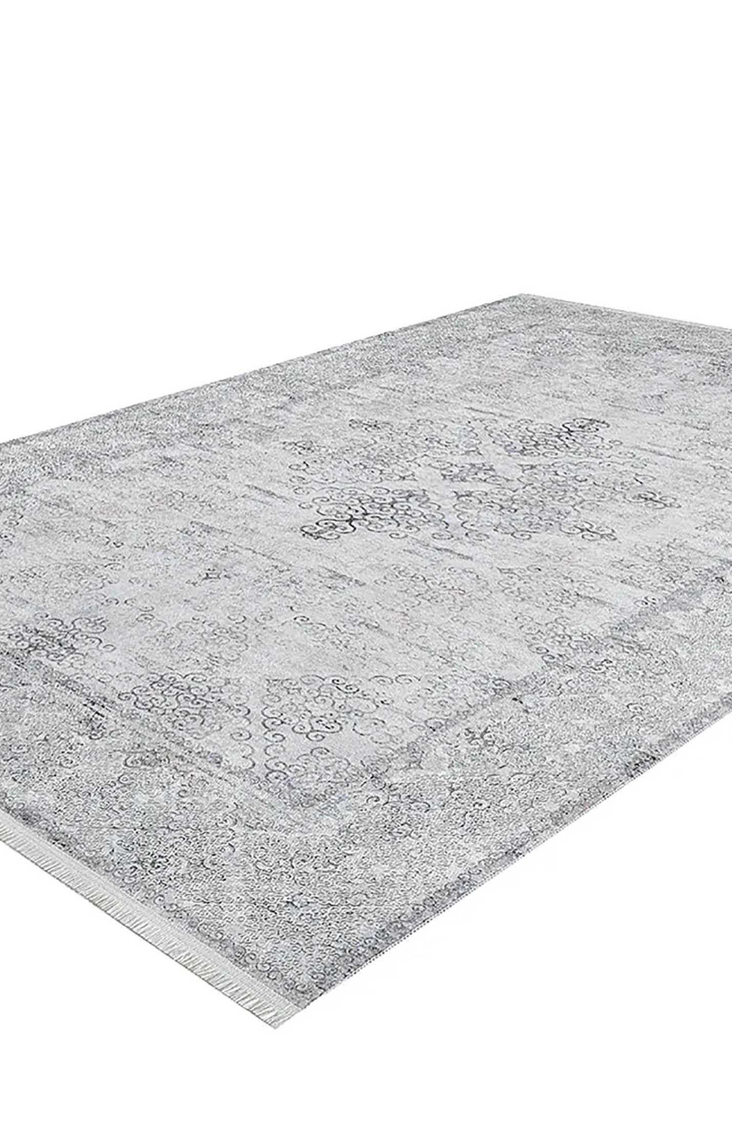 Riley Turkish Floral Vintage Medallion Geometric Gray Rug