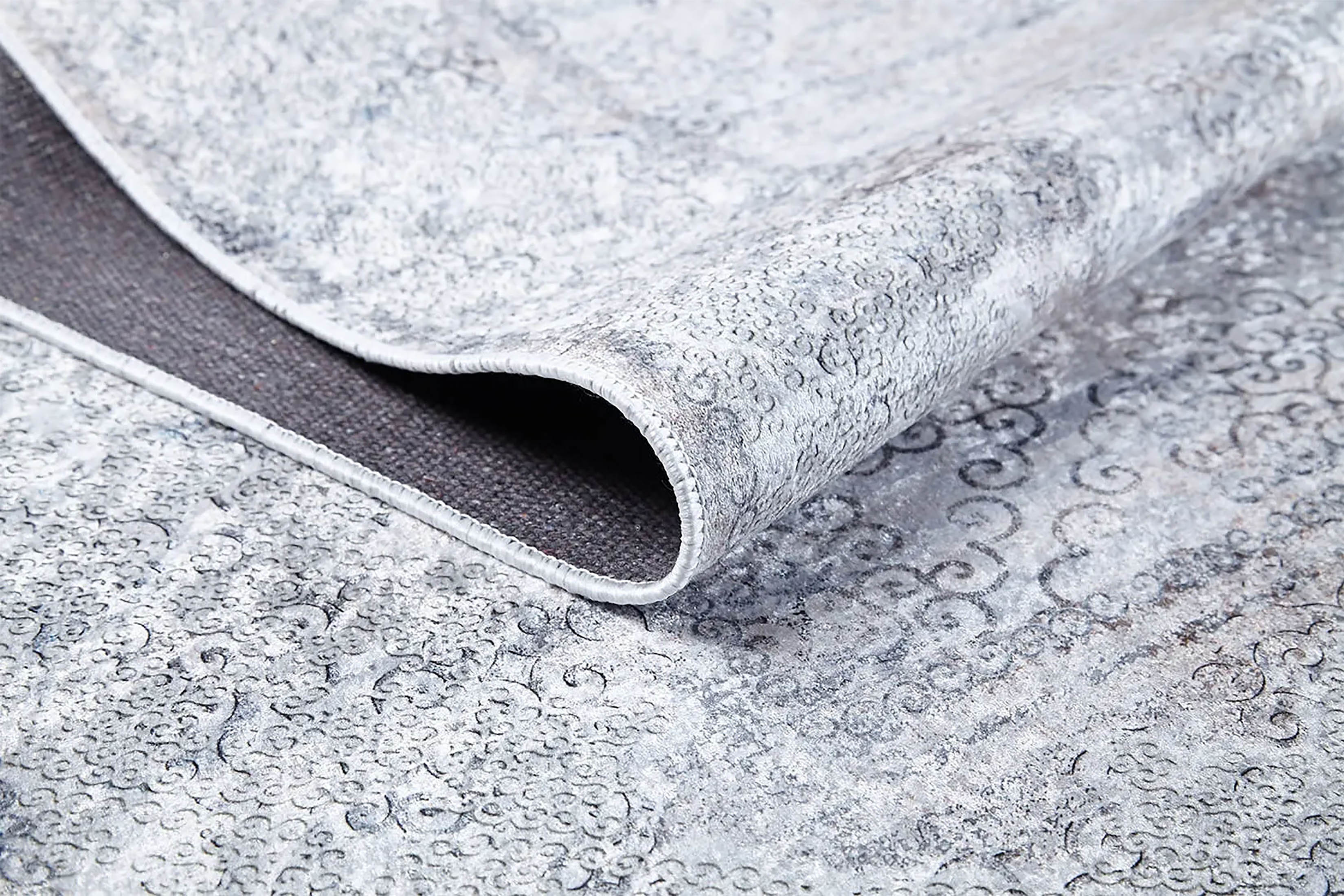 Riley Turkish Floral Vintage Medallion Geometric Gray Rug