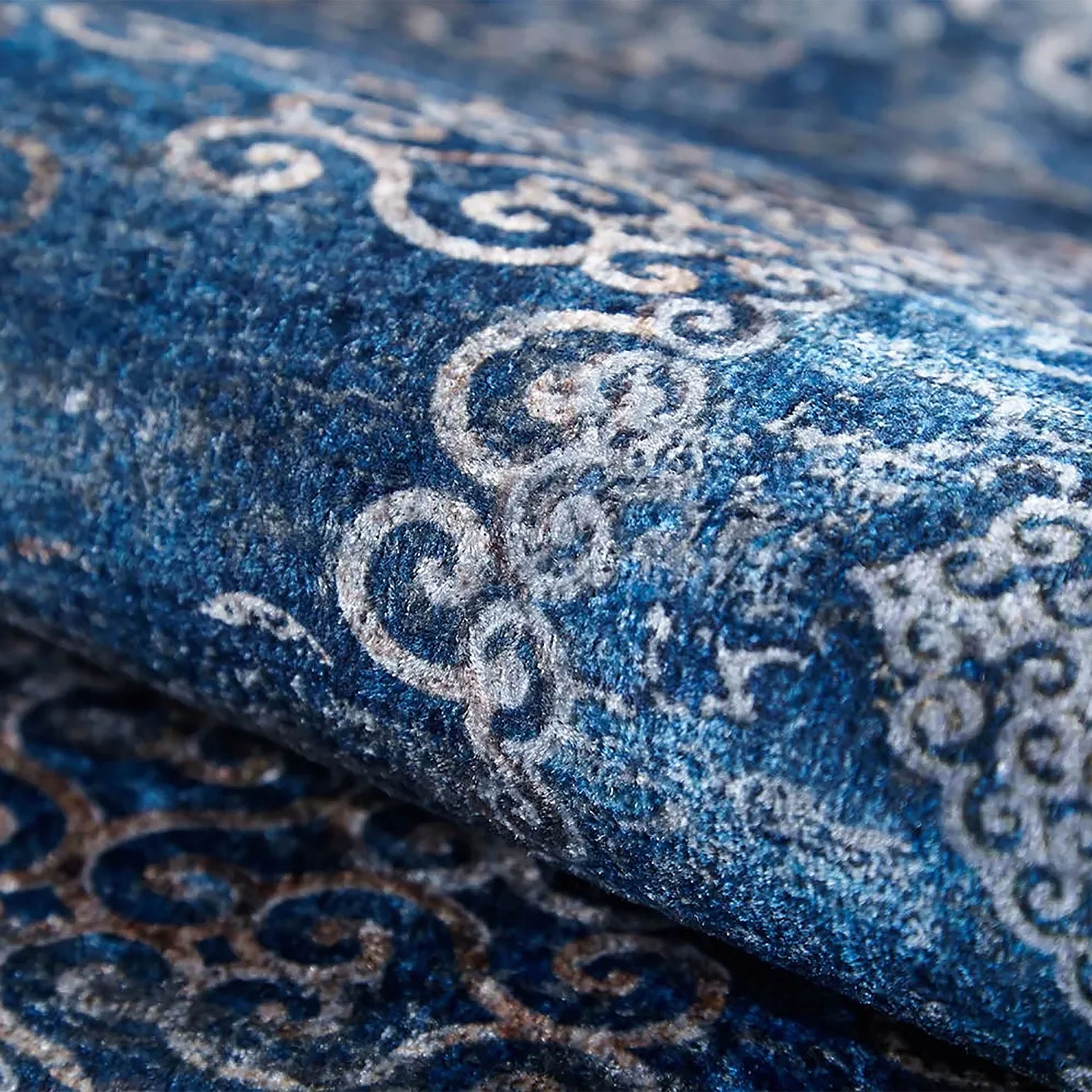 Hannah Turkish Floral Vintage Medallion Geometric Blue Rug