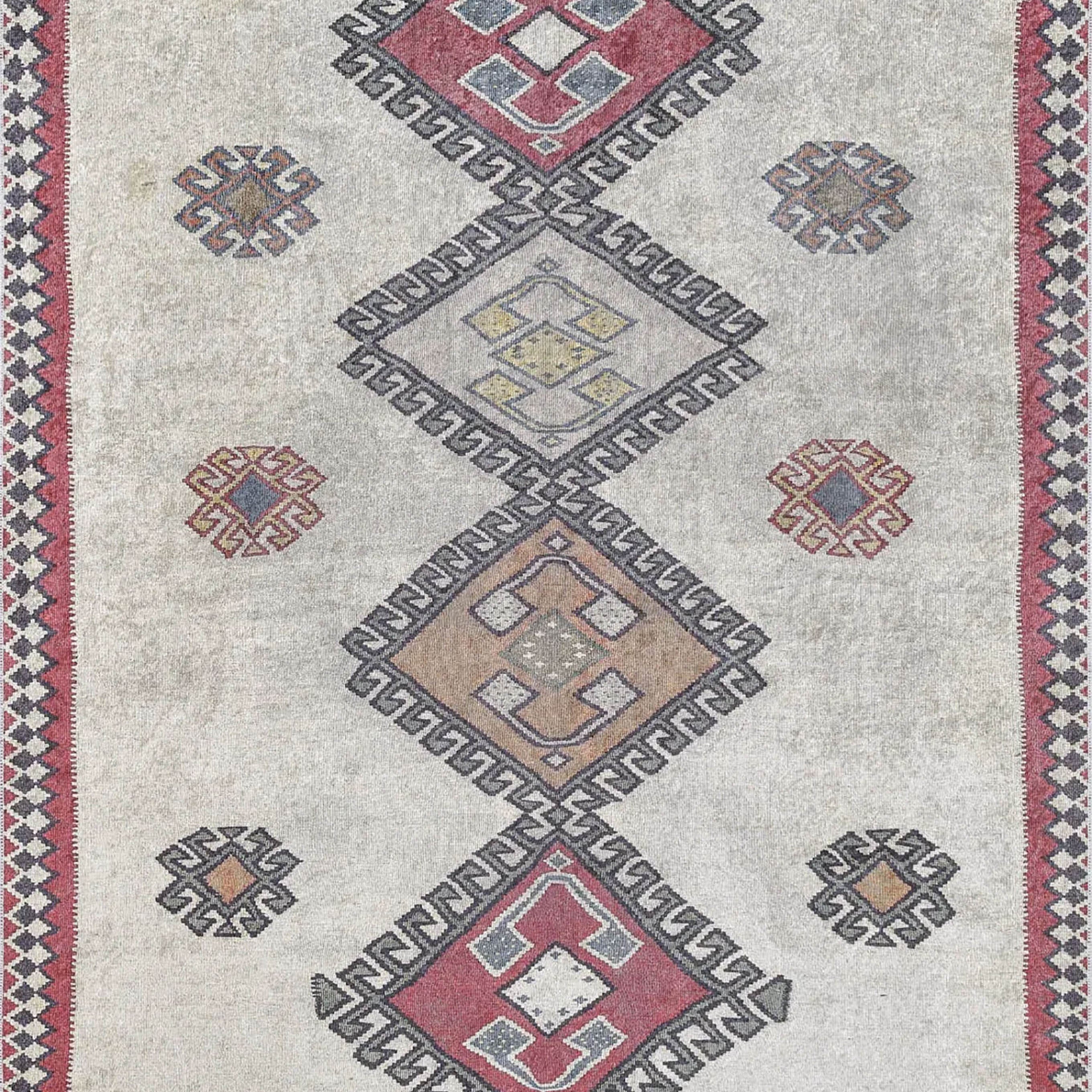 Saylor Moroccan Red Gray Kilim Rug