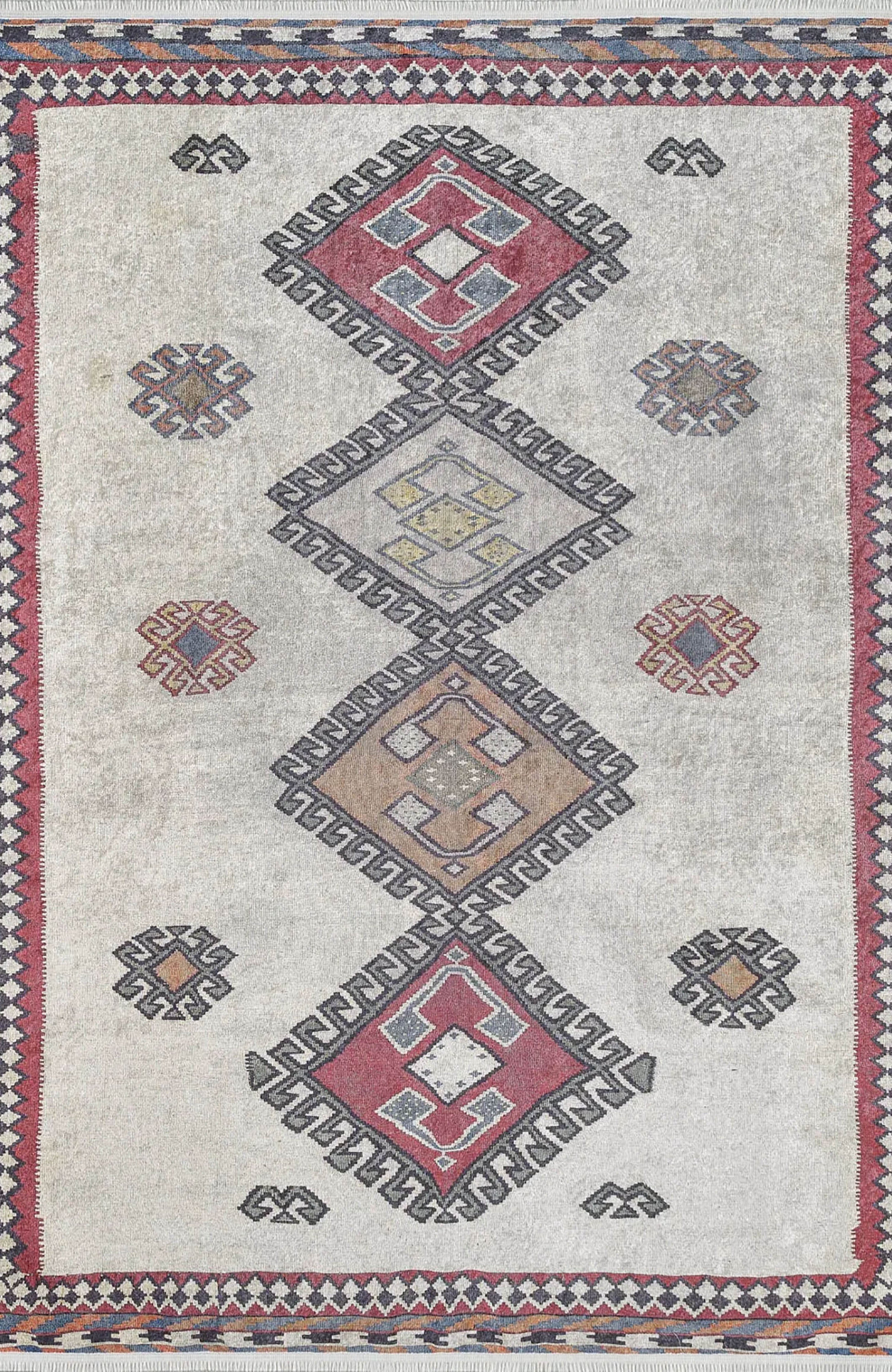 Saylor Moroccan Red Gray Kilim Rug