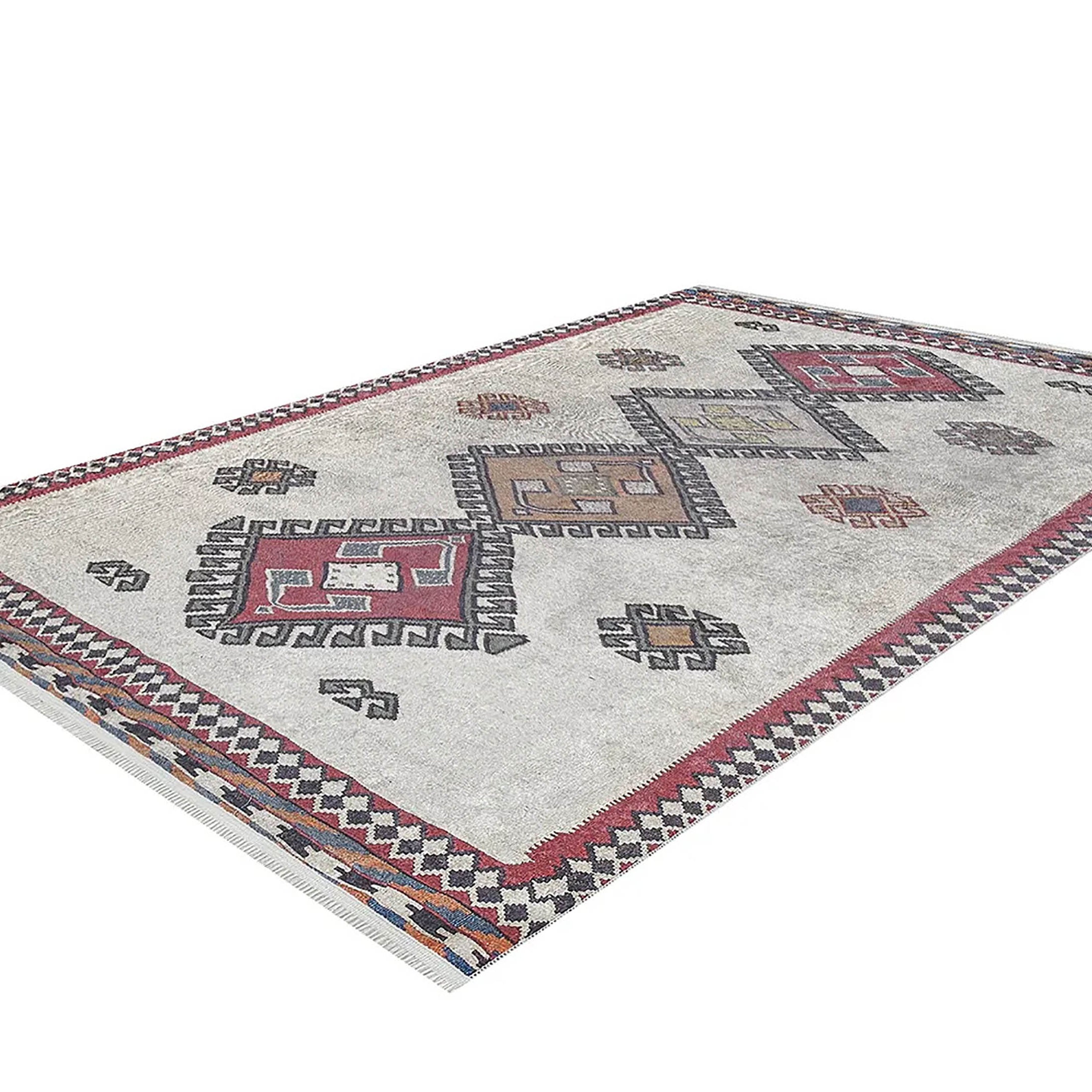 Saylor Moroccan Red Gray Kilim Rug