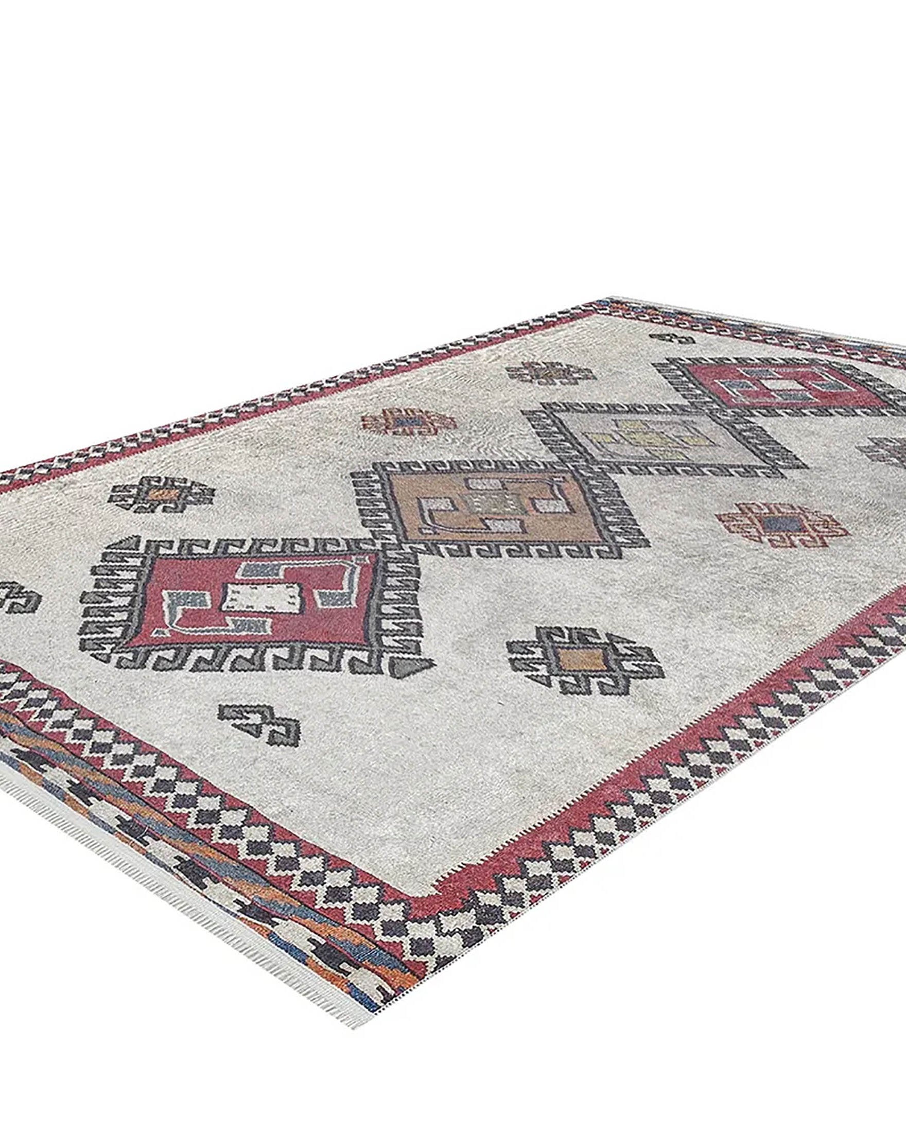 Saylor Moroccan Red Gray Kilim Rug