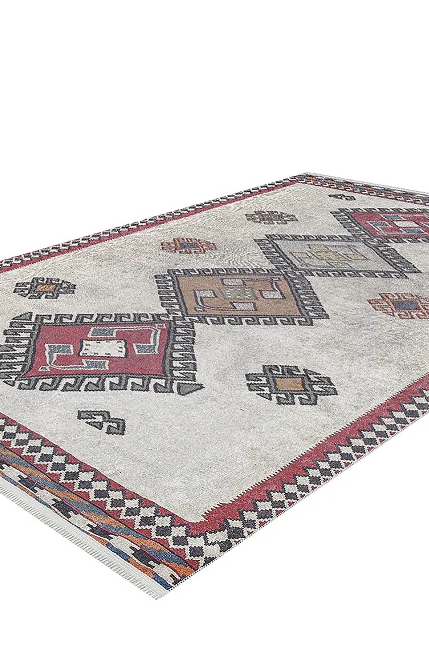 Saylor Moroccan Red Gray Kilim Rug