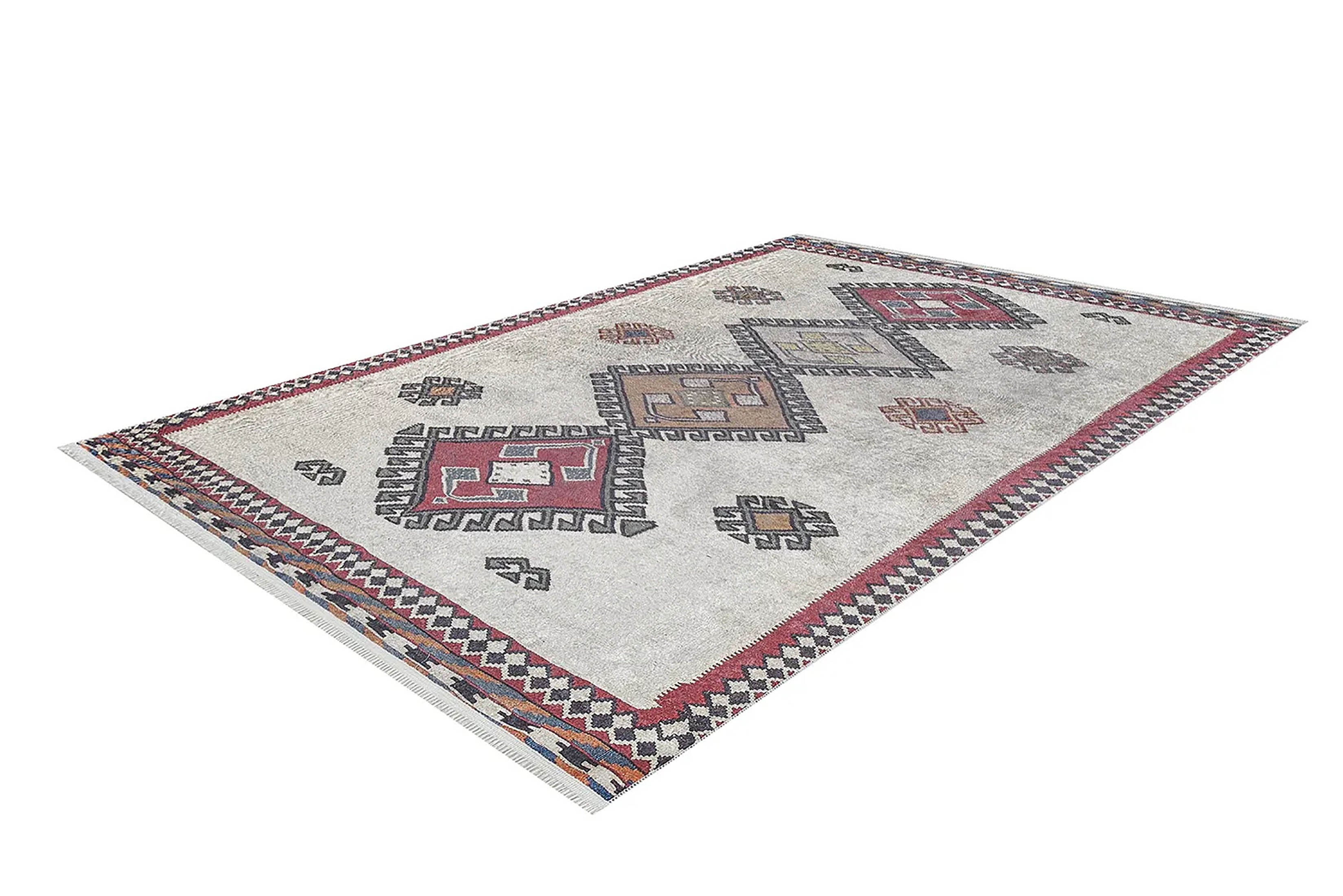Saylor Moroccan Red Gray Kilim Rug