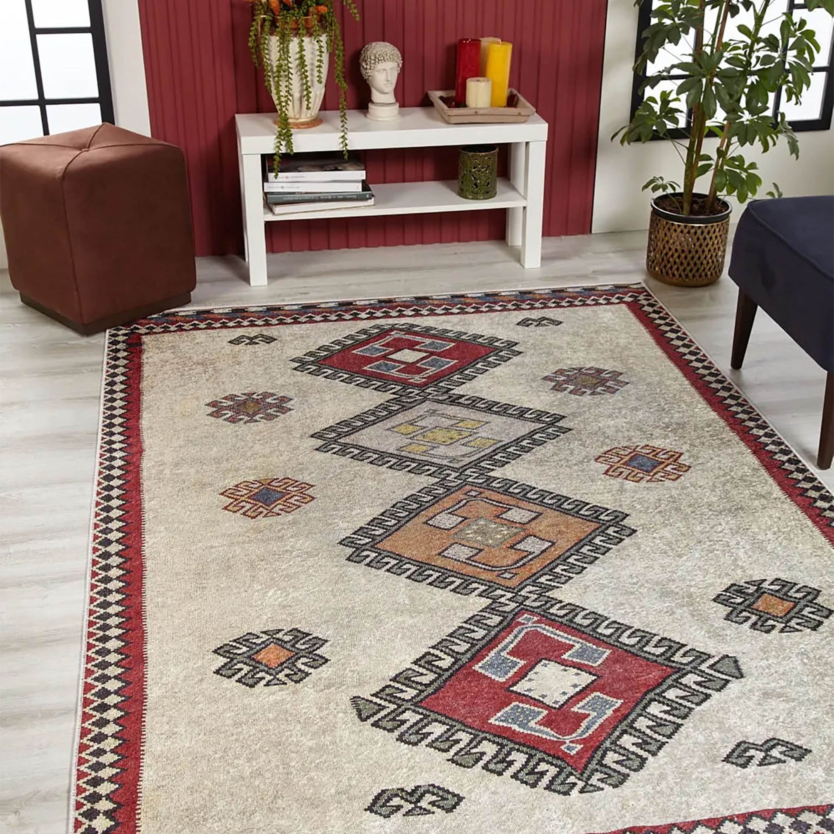 Saylor Moroccan Red Gray Kilim Rug