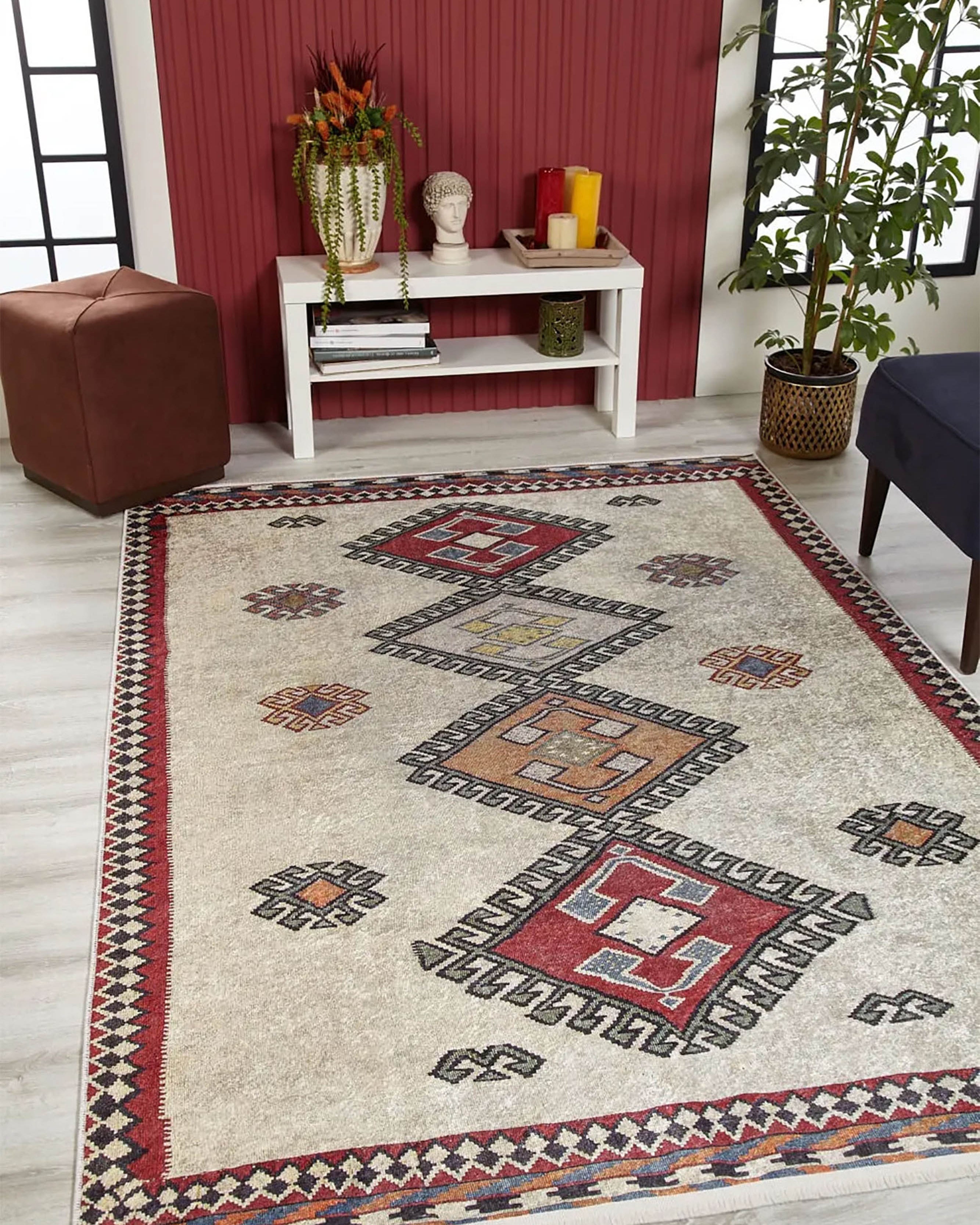 Saylor Moroccan Red Gray Kilim Rug