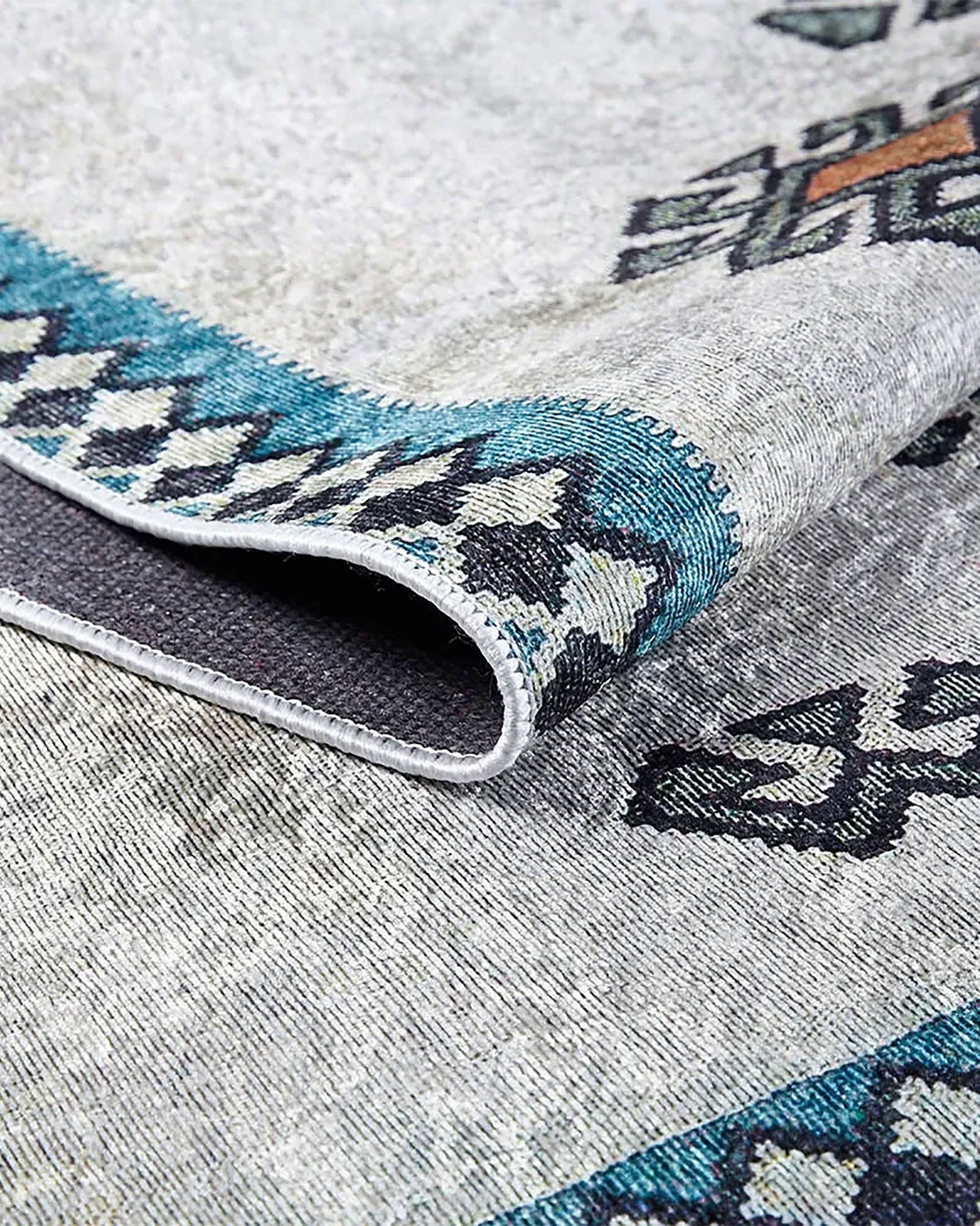 Selena Moroccan Turquoise Gray Kilim Rug