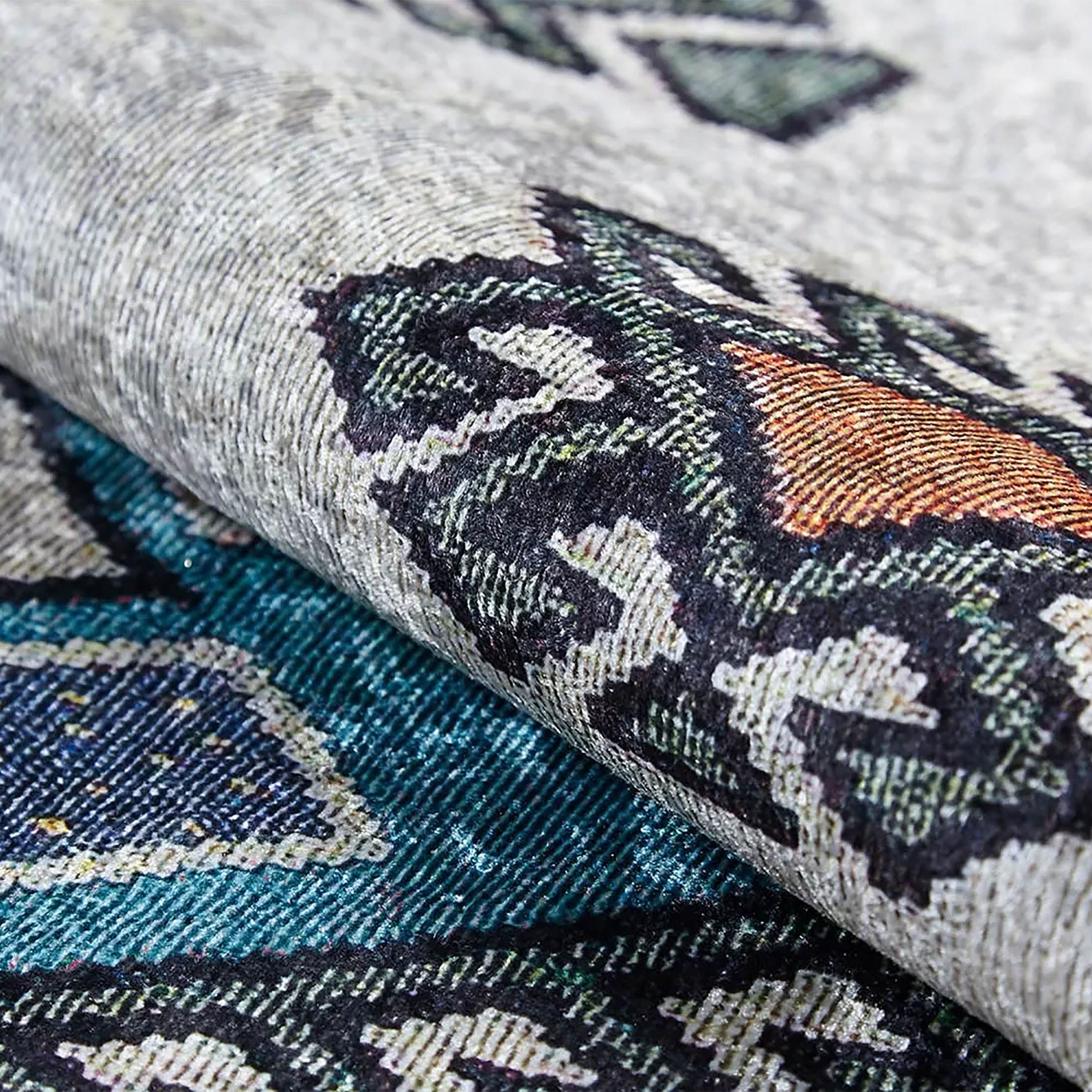 Selena Moroccan Turquoise Gray Kilim Rug