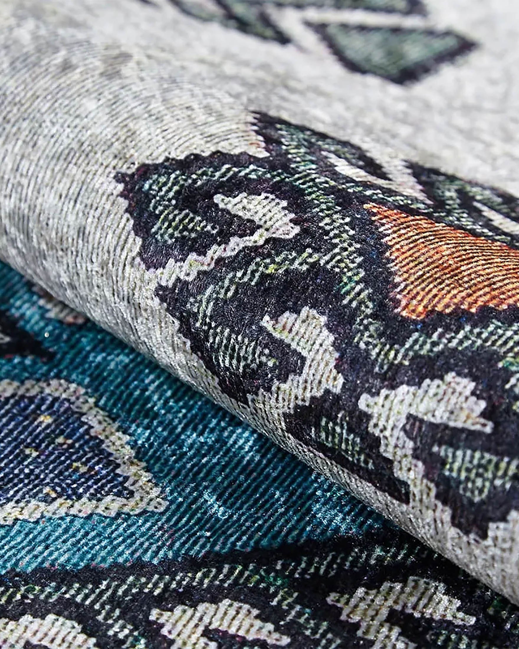 Selena Moroccan Turquoise Gray Kilim Rug