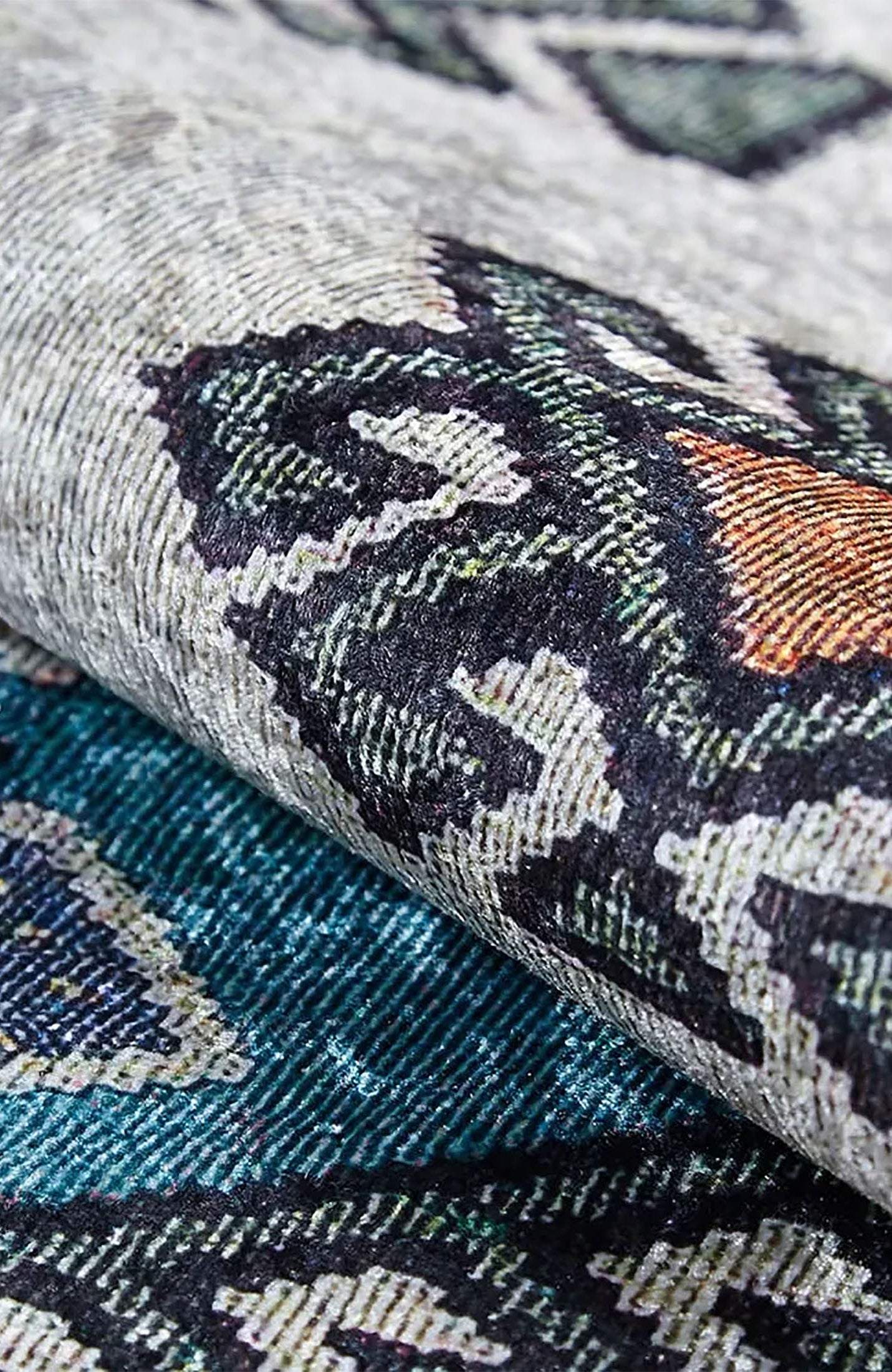 Selena Moroccan Turquoise Gray Kilim Rug