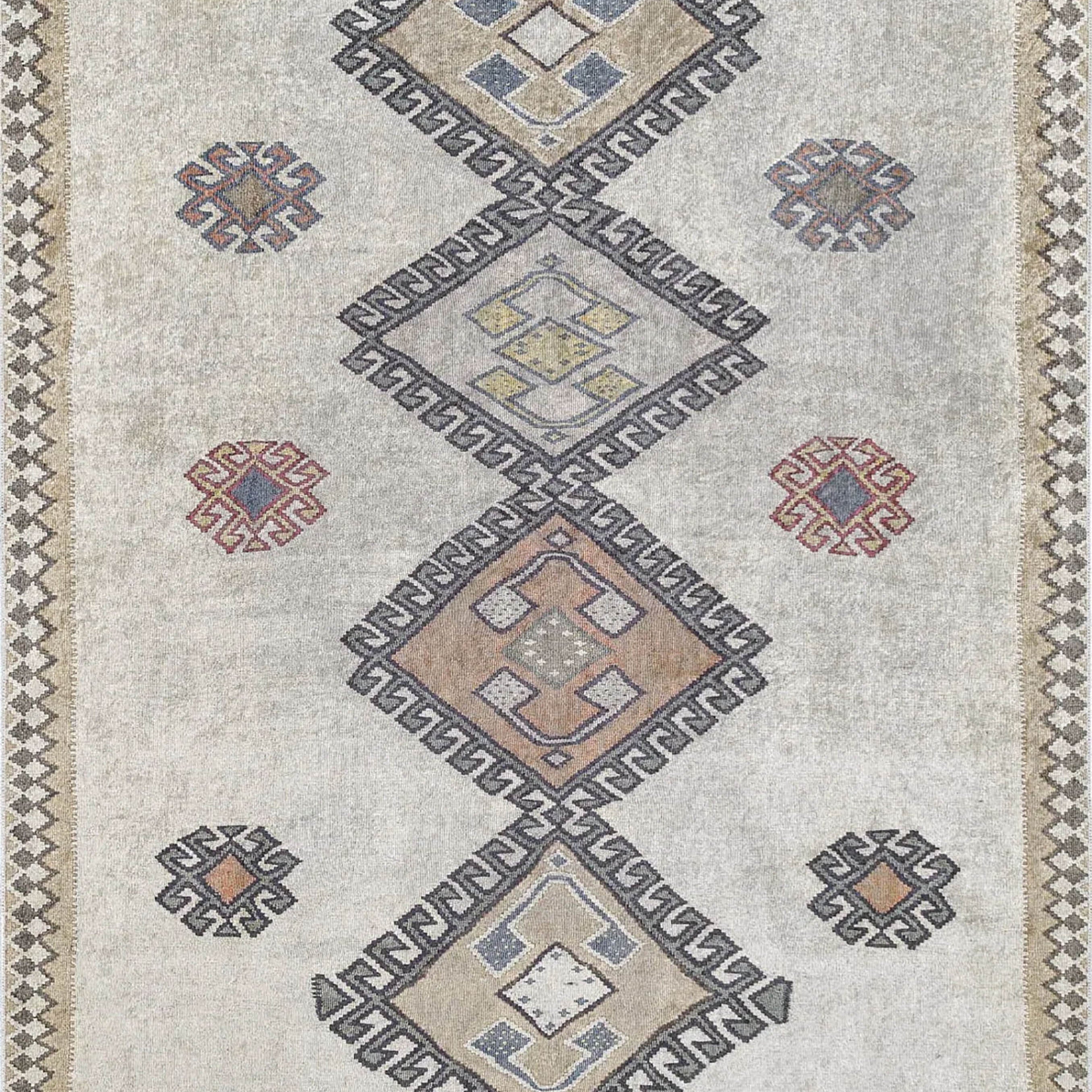 Stevie Moroccan Beige Gray Kilim Rug