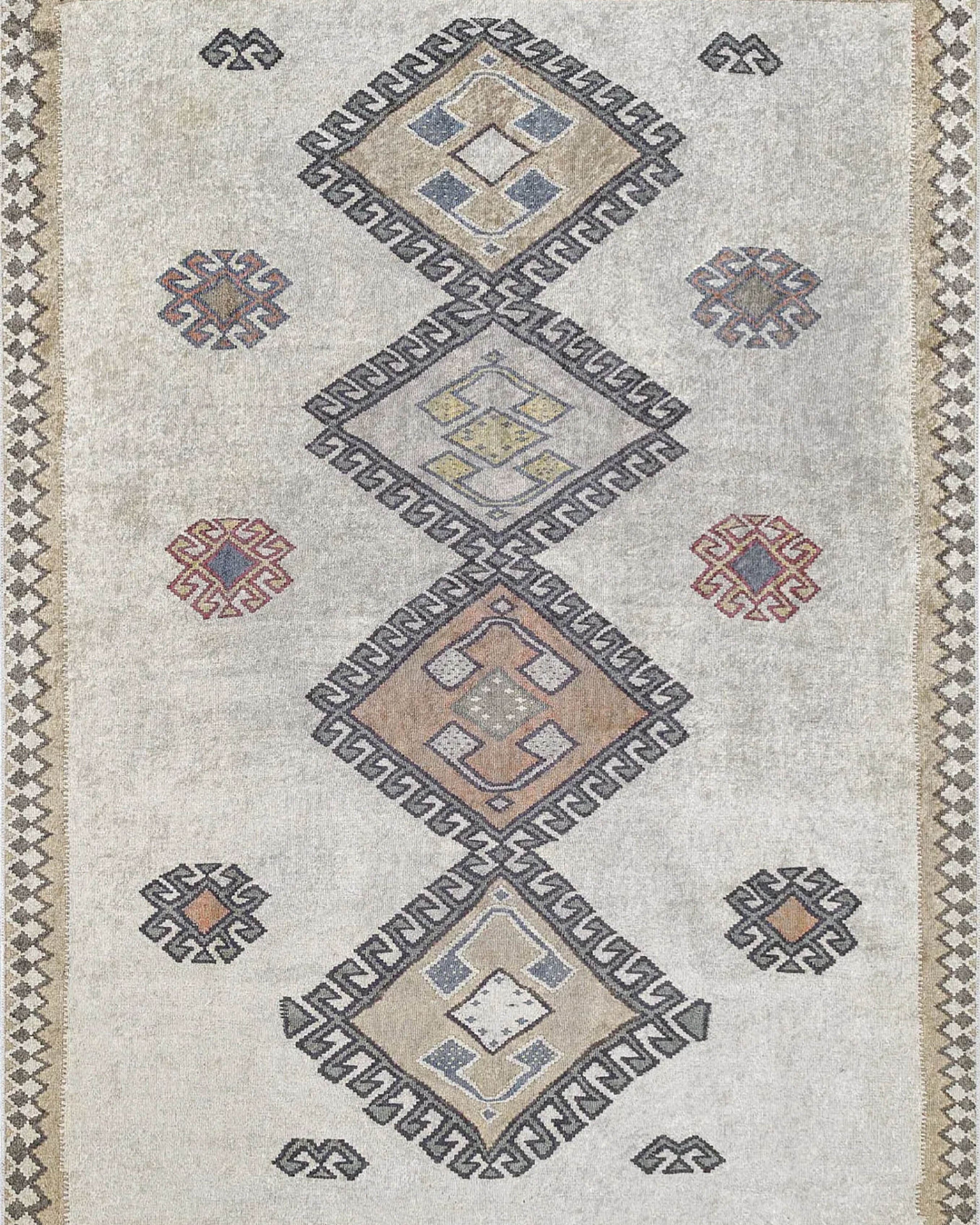 Stevie Moroccan Beige Gray Kilim Rug