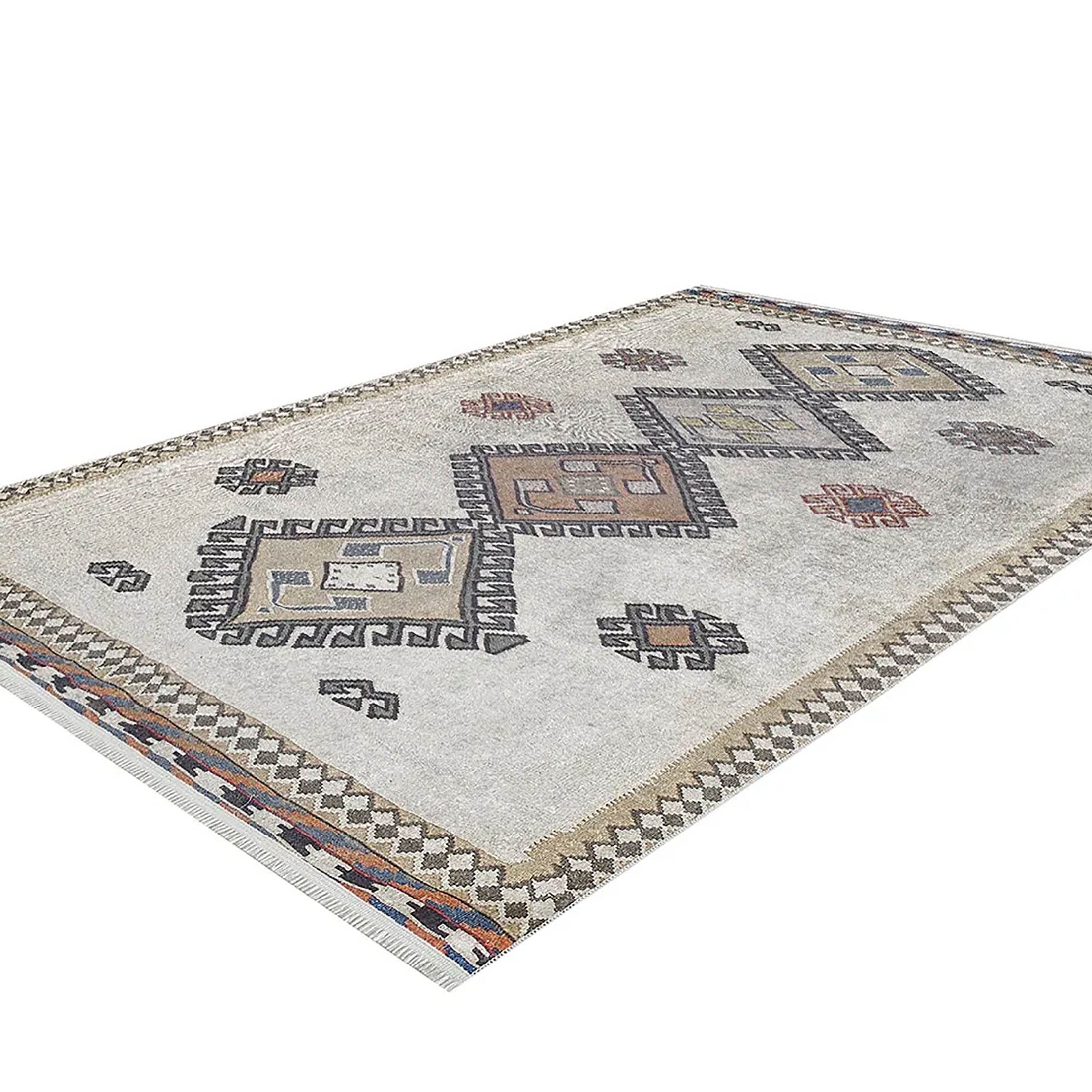 Stevie Moroccan Beige Gray Kilim Rug