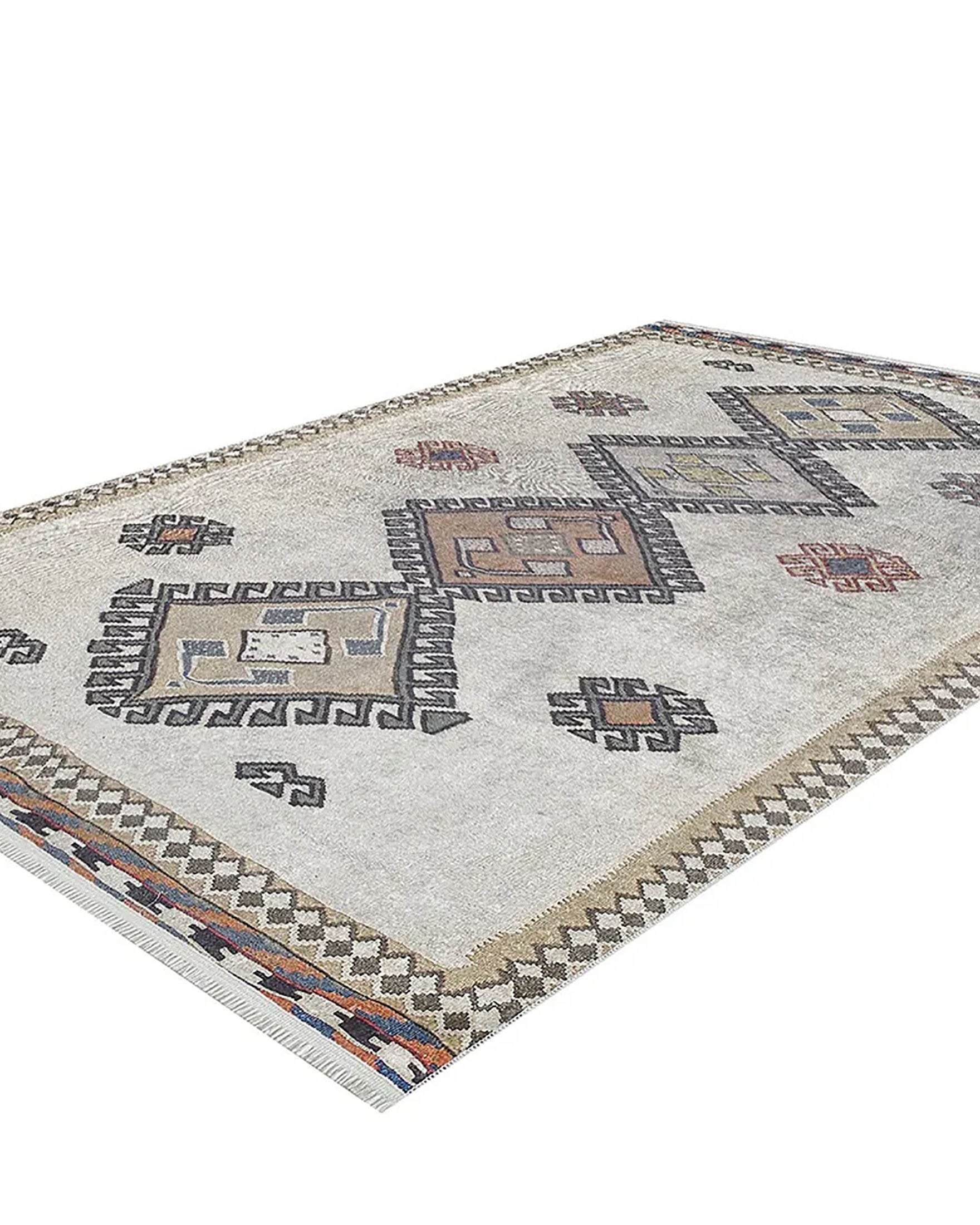 Stevie Moroccan Beige Gray Kilim Rug